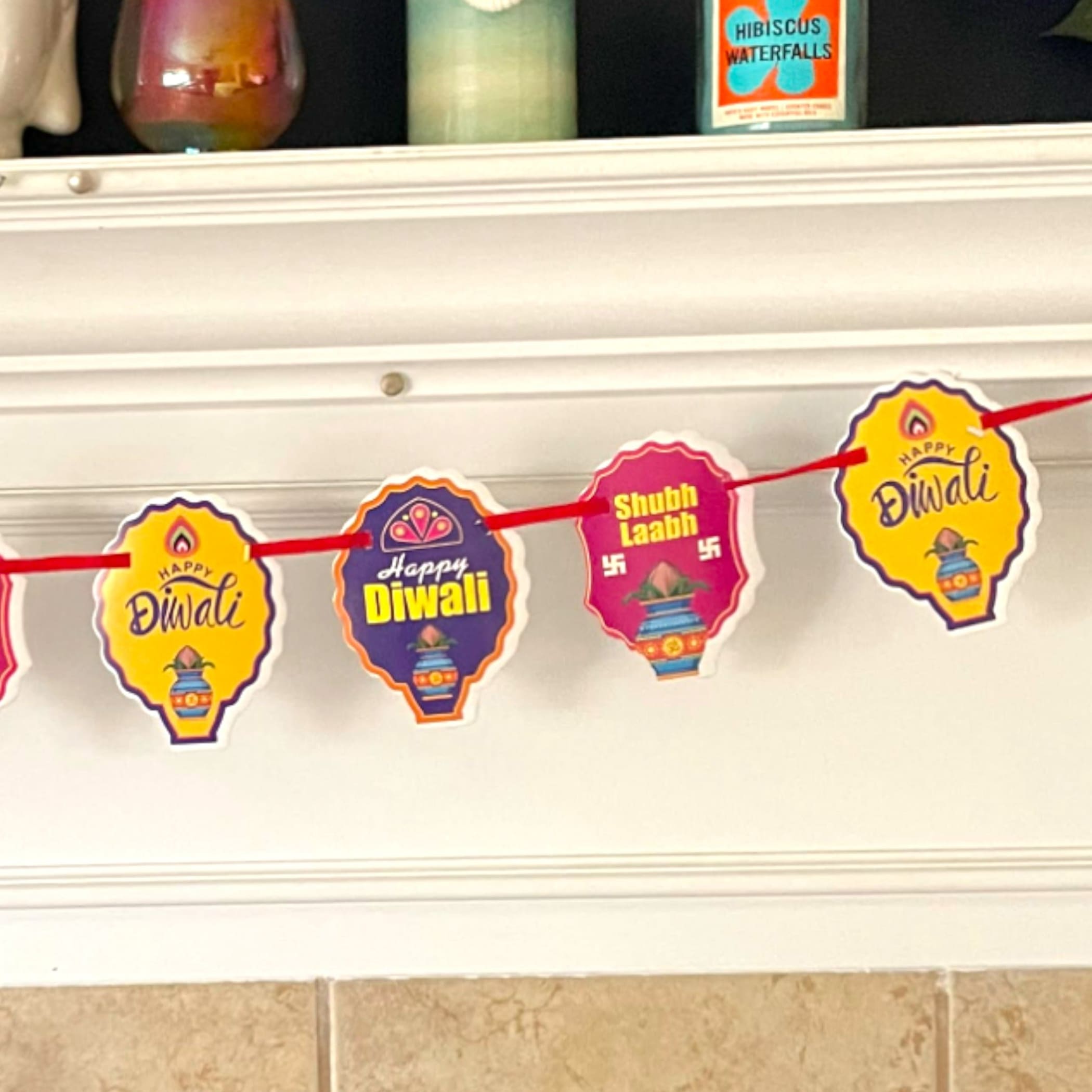 Colorful happy diwali bunting toran decor decorations party