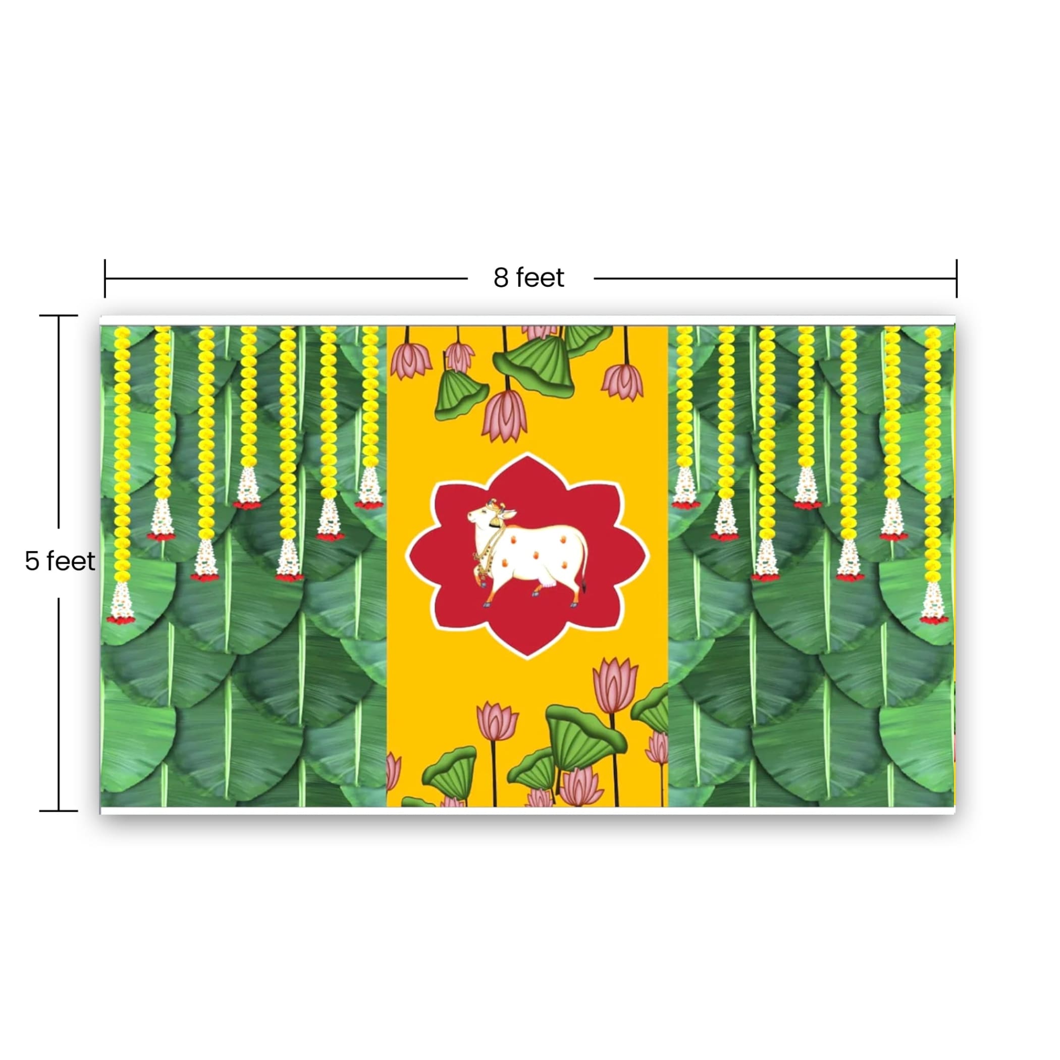 Cow backdrop with marigold design indian traditional cloth