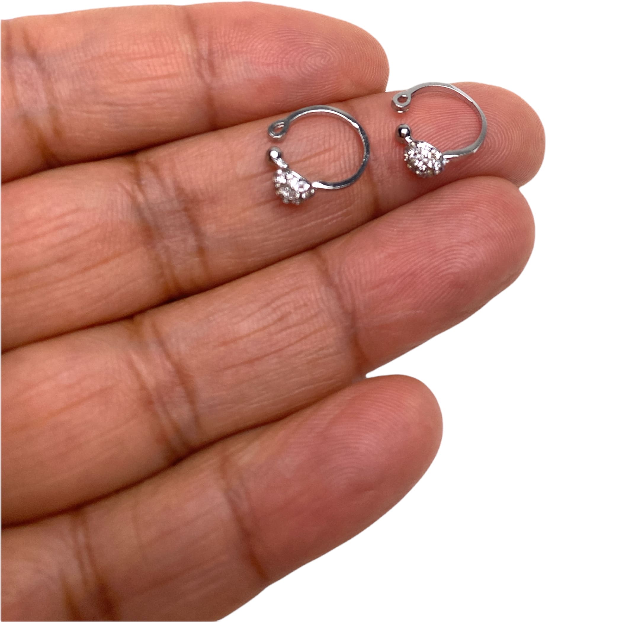 Cz delicate nose ring with rhodium plating for women