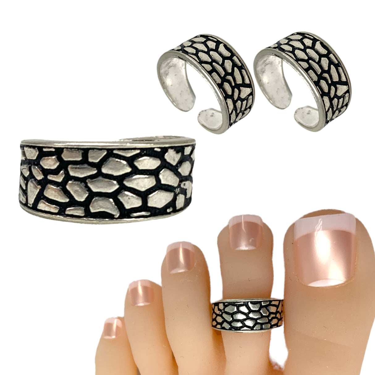 Adjustable silver toe rings pair dainty indian bichiya real