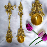 Decorative brass dancing ganesha/krishna spoon yagya hawan