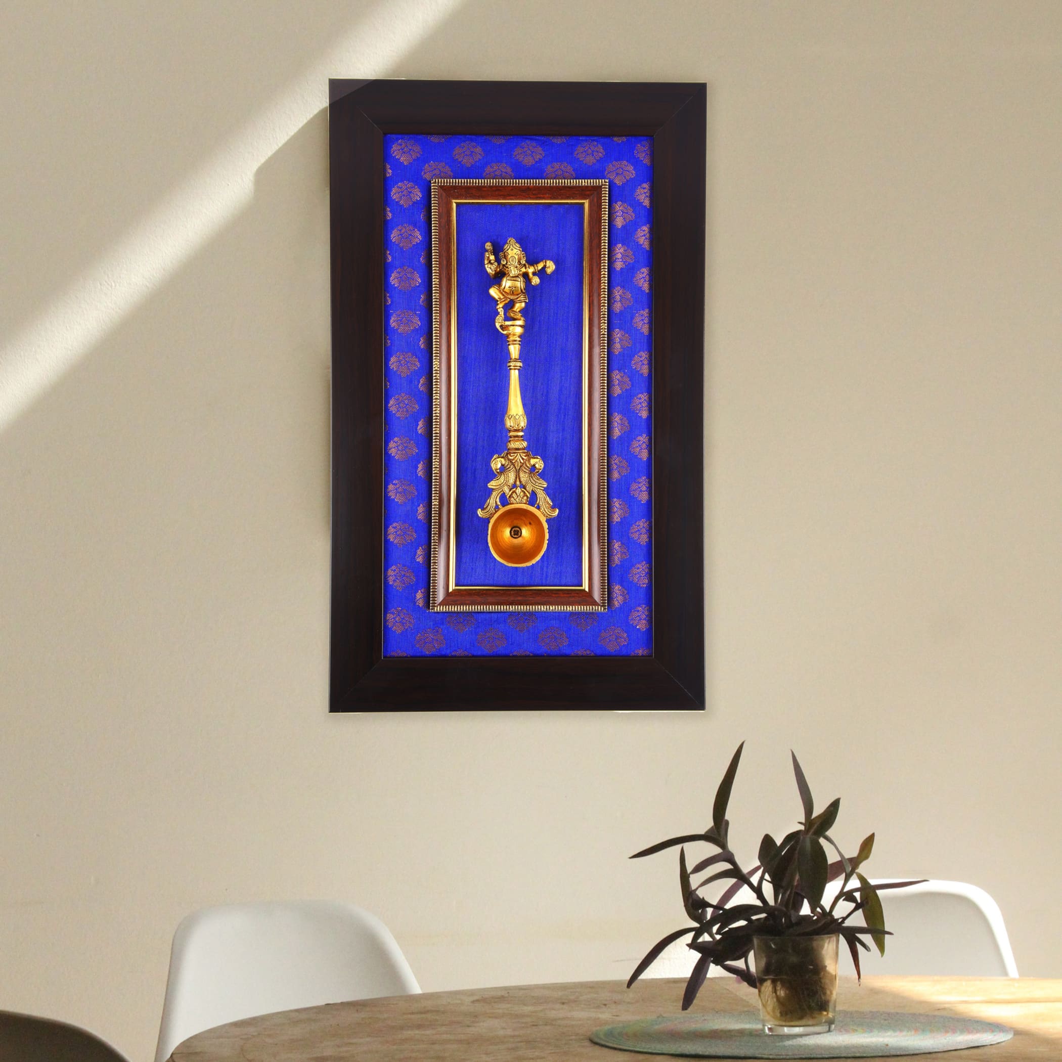 Decorative brass dancing ganesha wall frame art for living /