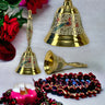 Decorative peacock temple bells brass puja ghanti hindu