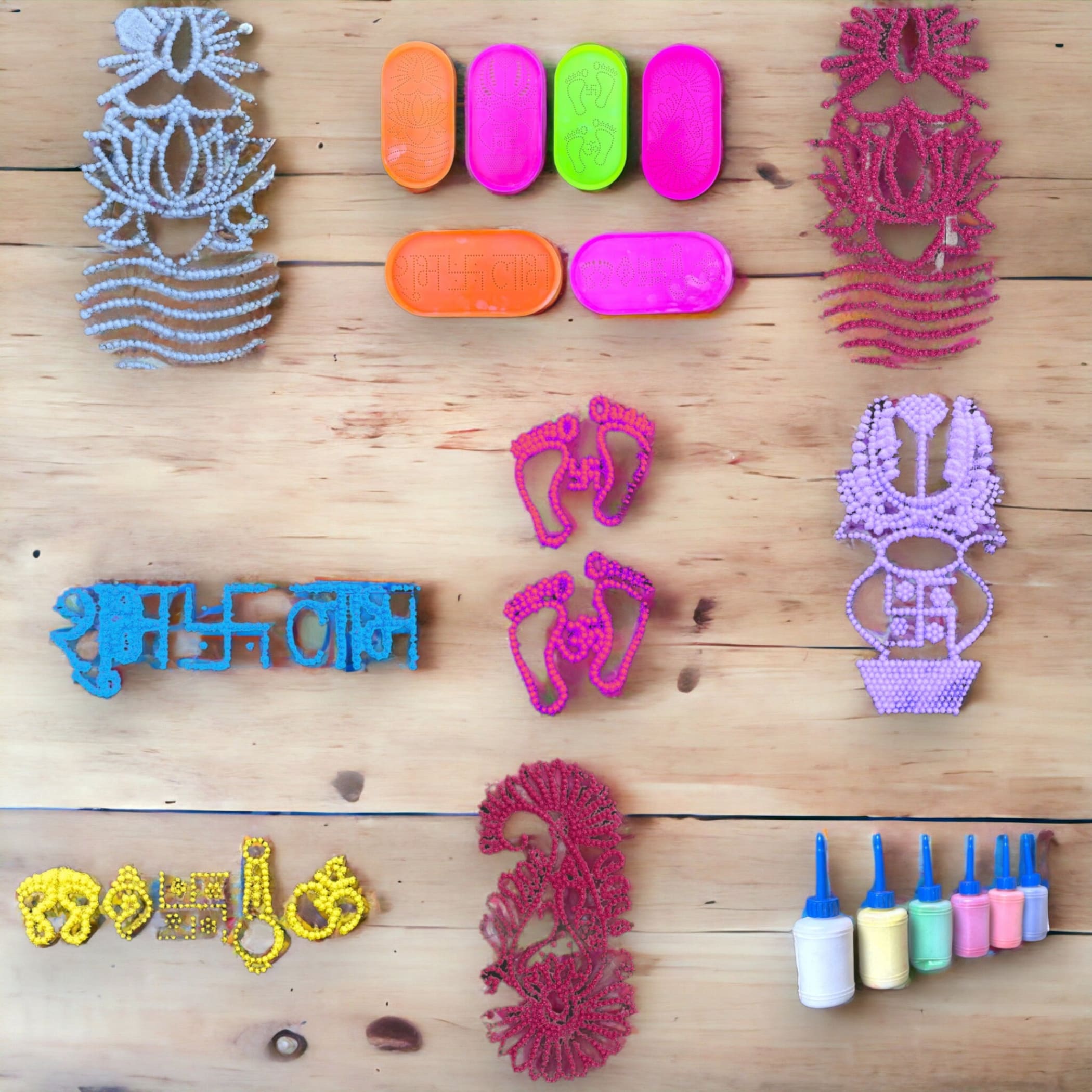 Diy rangoli stencil reuseable templates kit decorations