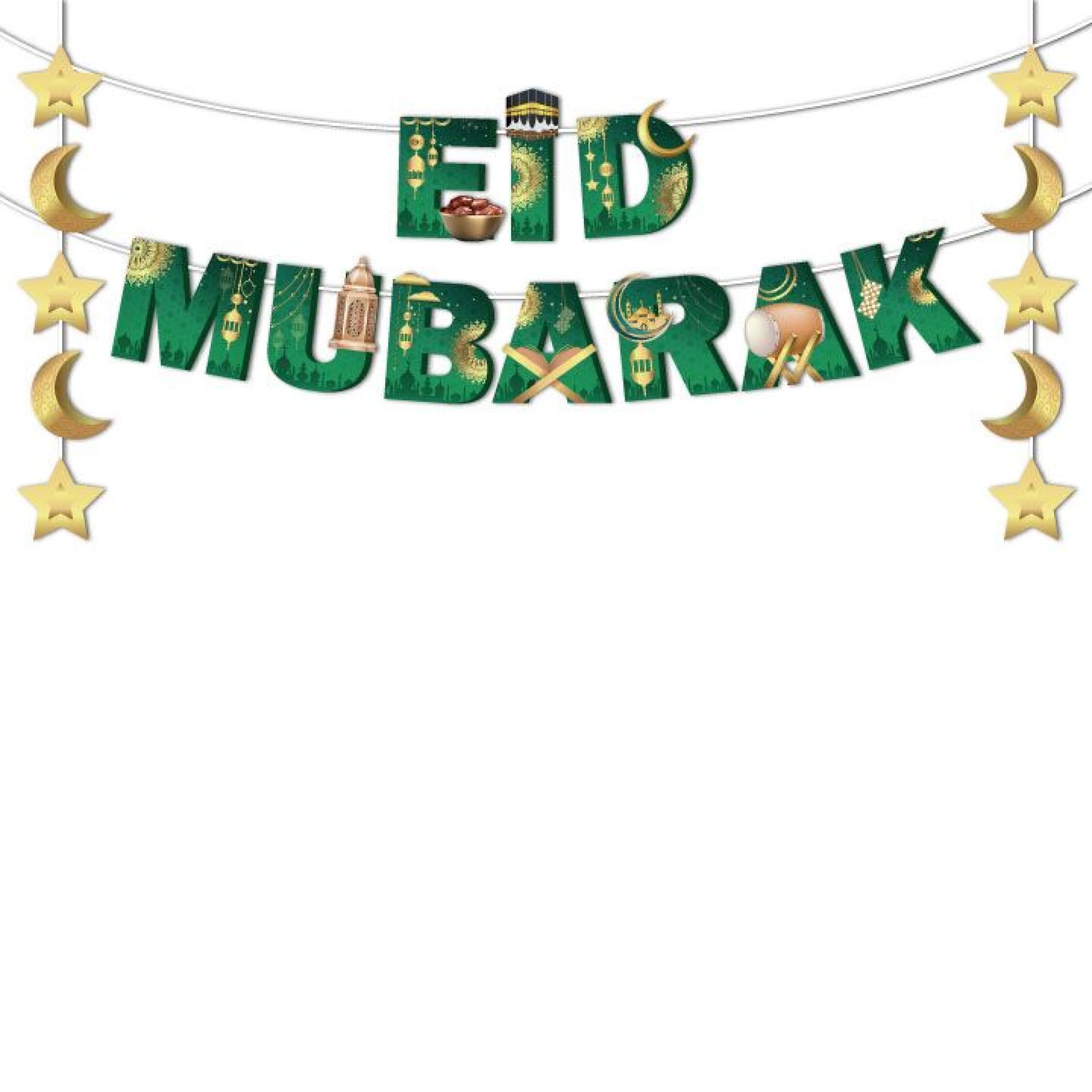 4 pcs eid mubarak banner ramadan decoration muslim party