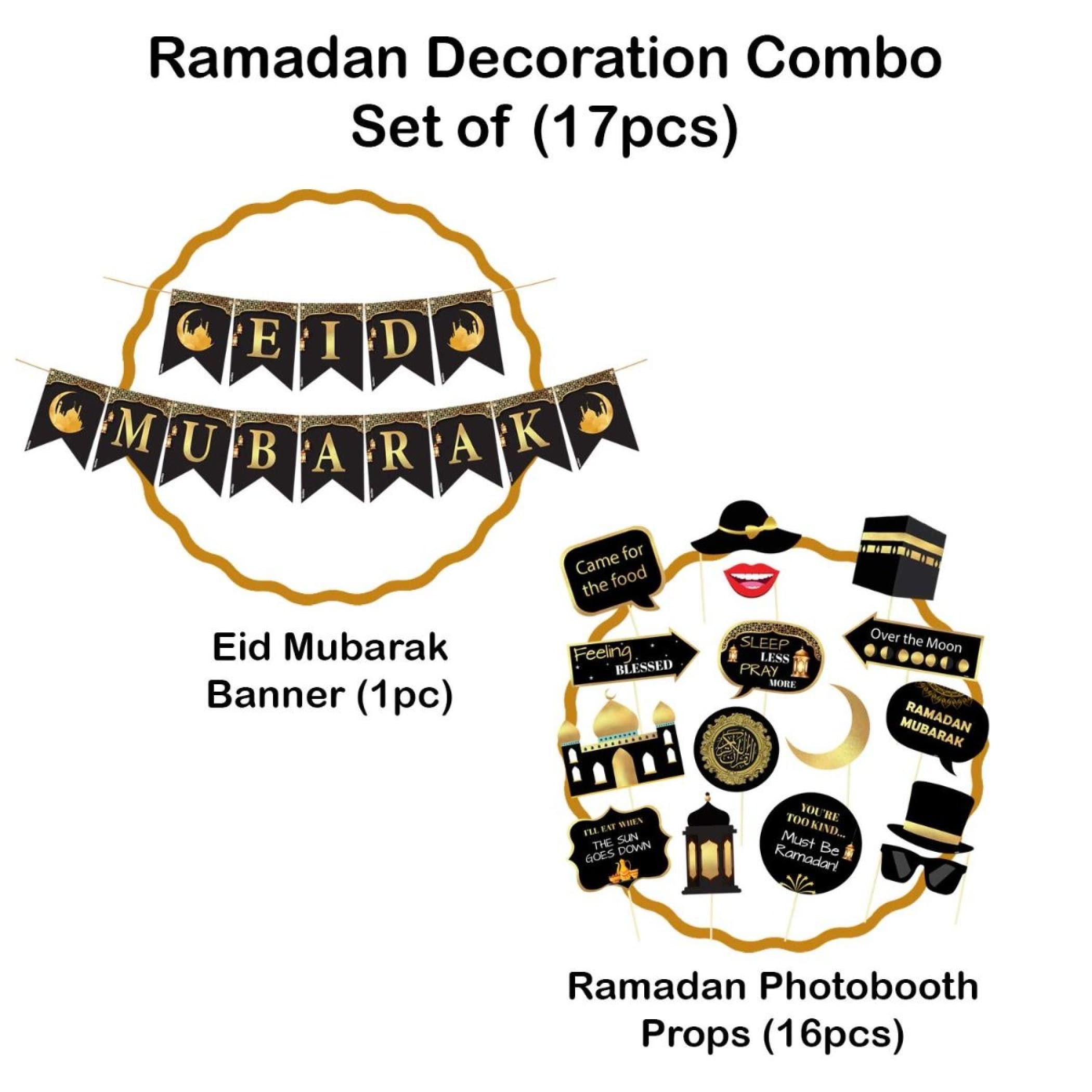 Eid mubarak banner set ramadan photo booth props [pack