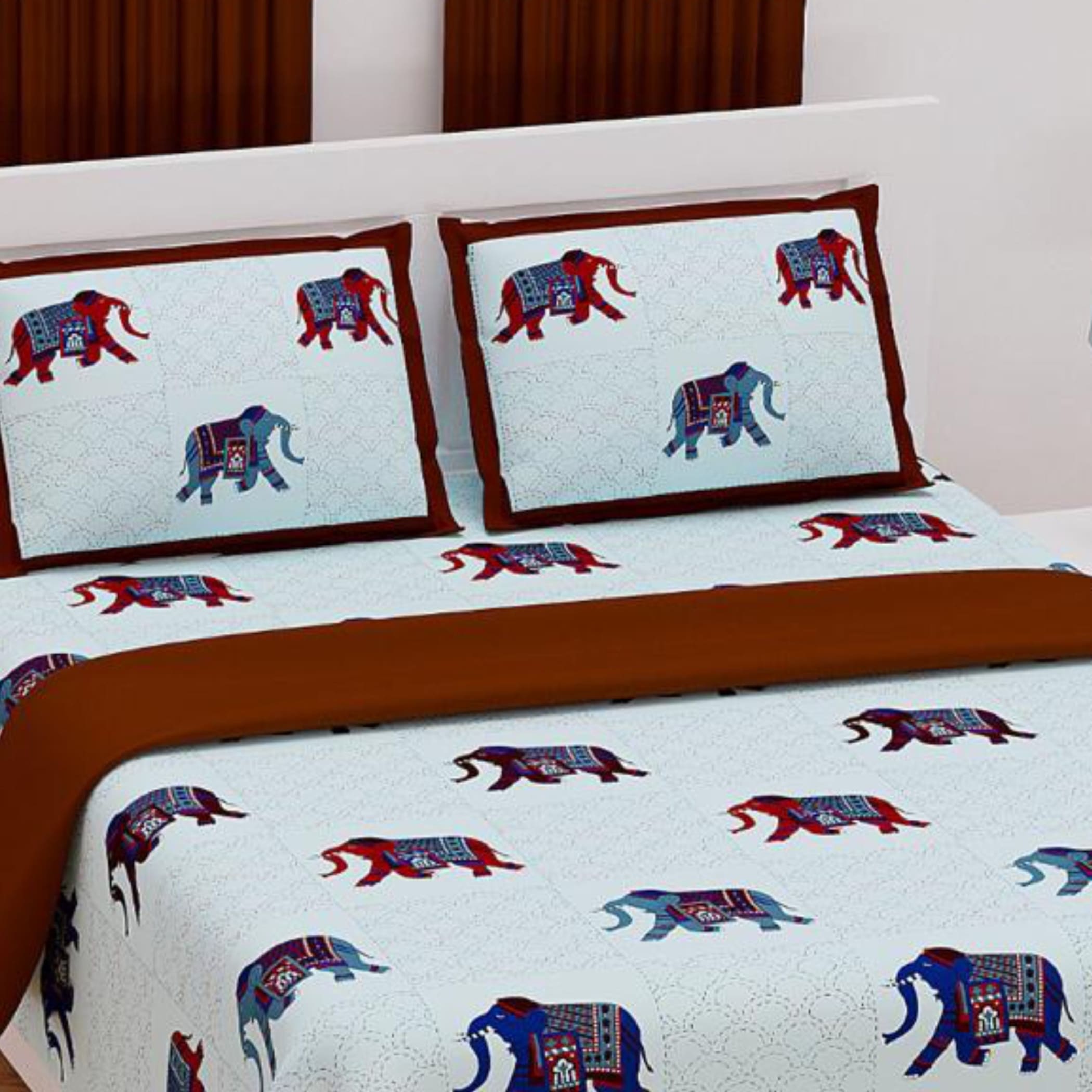 Elephant print 100% cotton sheets indian ethnic bedsheet