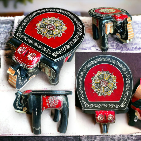 Elephant stool home decor indian living room painted