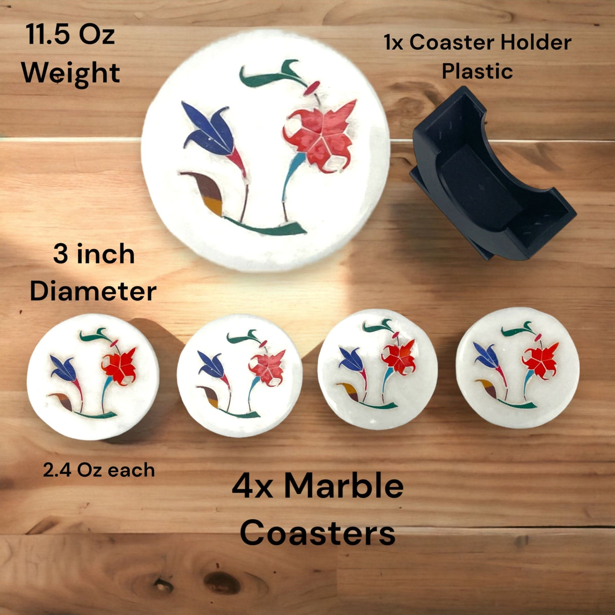 Inlay marble tea coasters set of 4 with 1 holder coffee