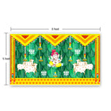 Ganesh and cow backdrop 5x8 feet indian traditional cloth