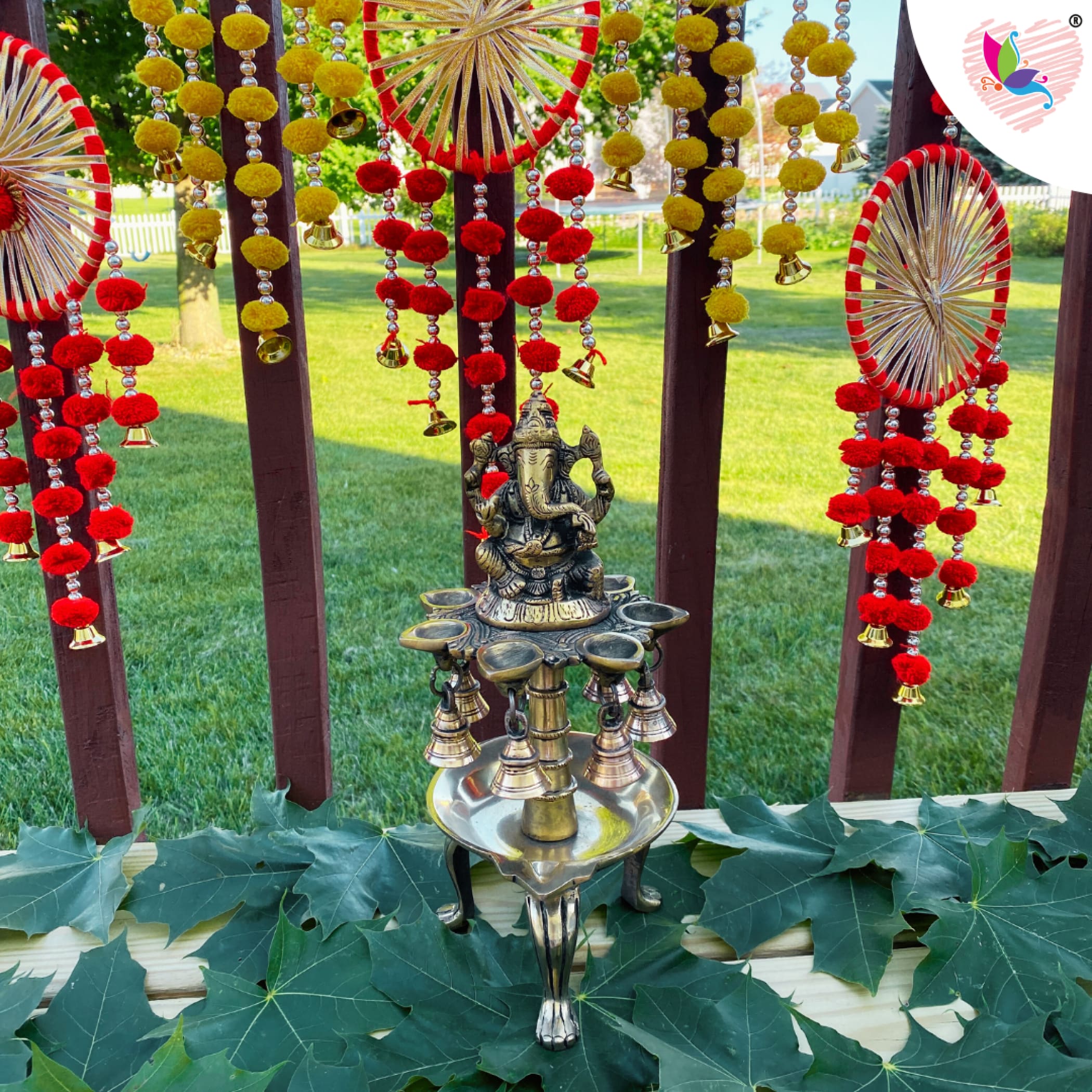 Ganesh brass oil tall diya for home decor samai diwali lamp