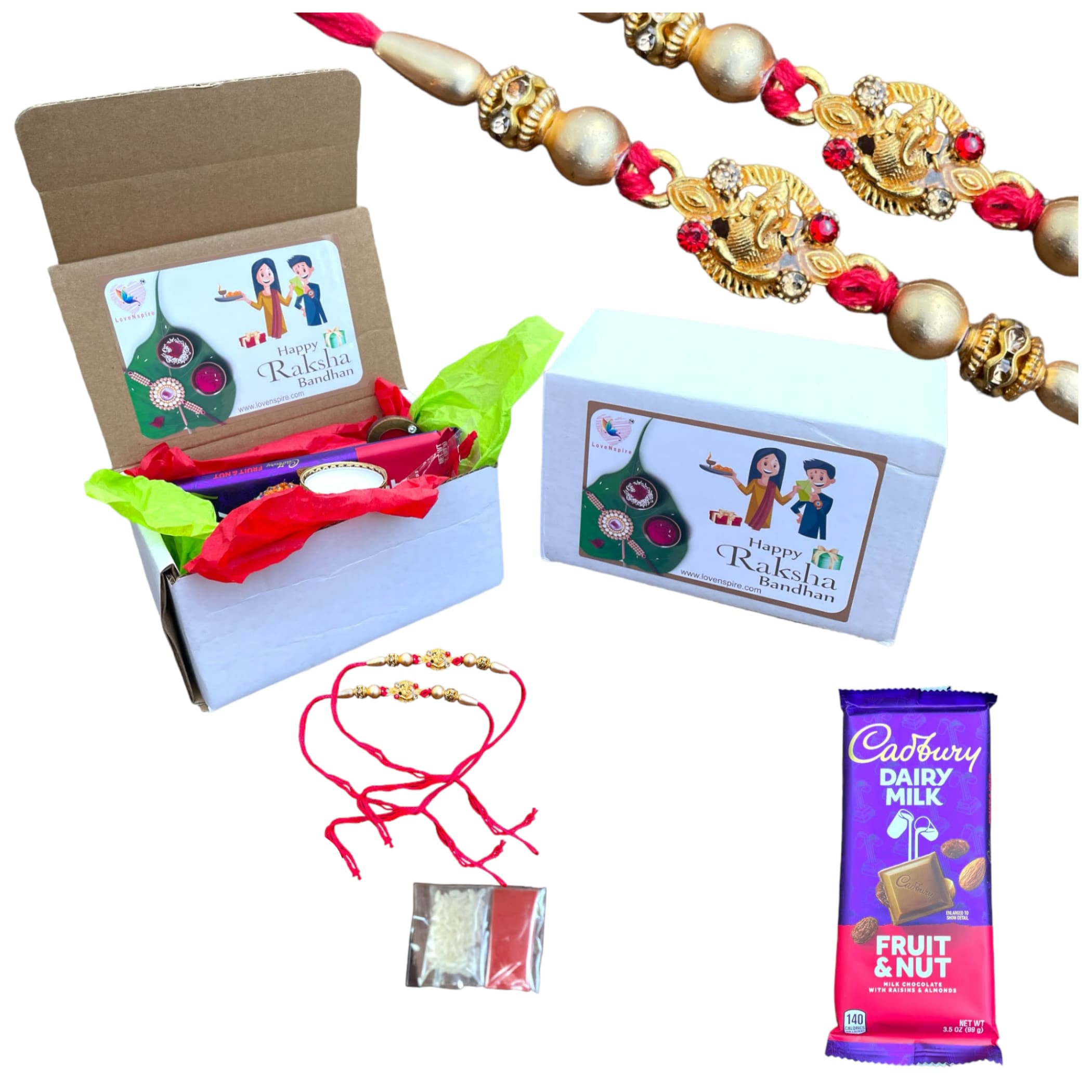 Ganesh rakhi bracelet hamper for brother modern gift - 1 -