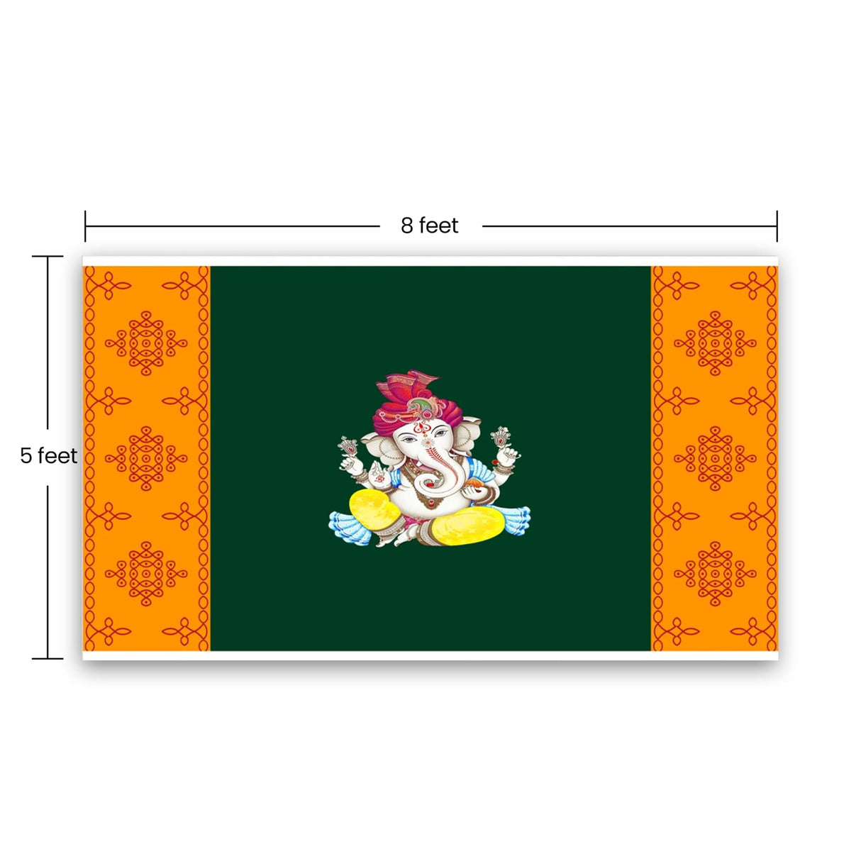 Ganesh with kolam design backdrop 5x8 feet indian