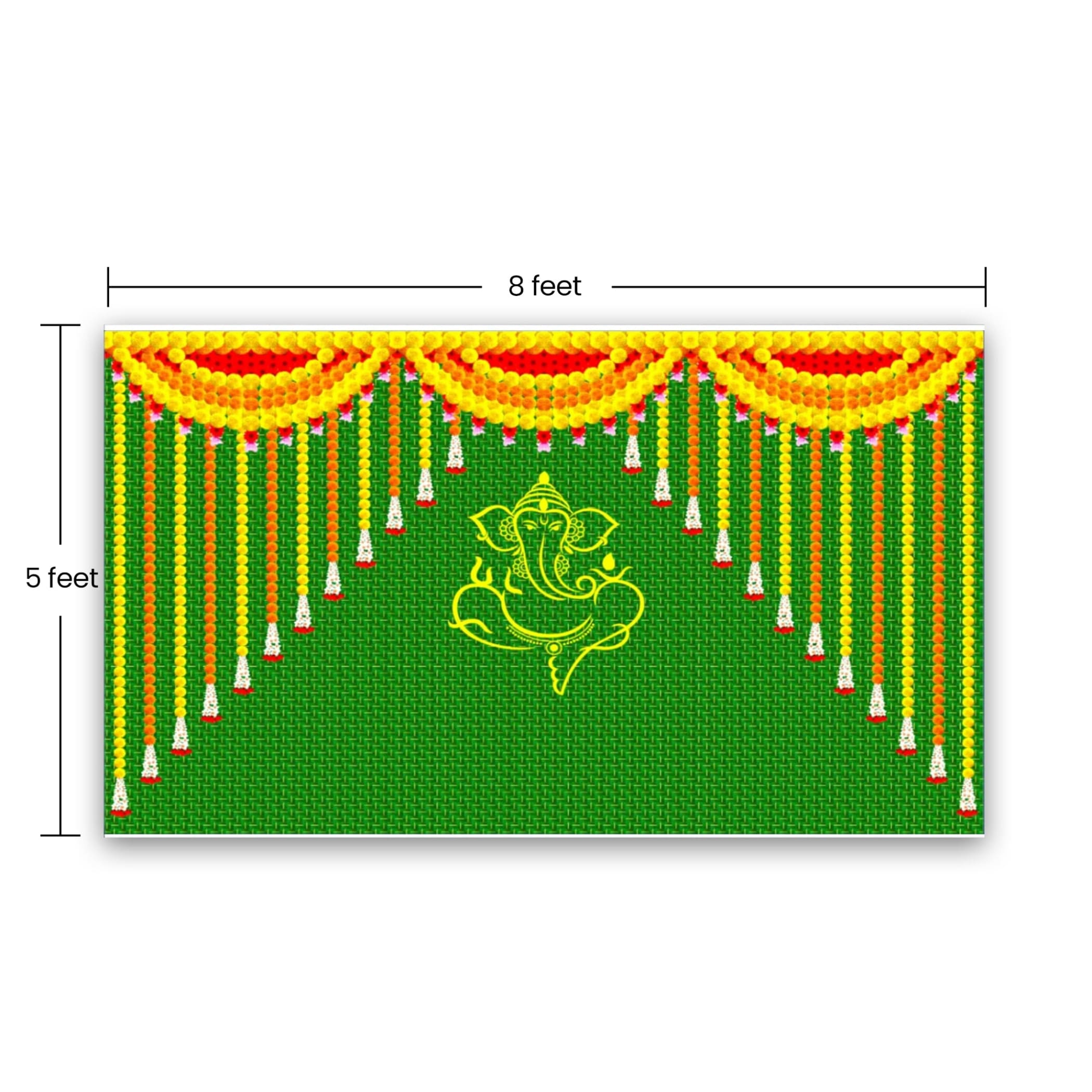 Ganesh with marigold 5x8 feet backdrop indian traditional