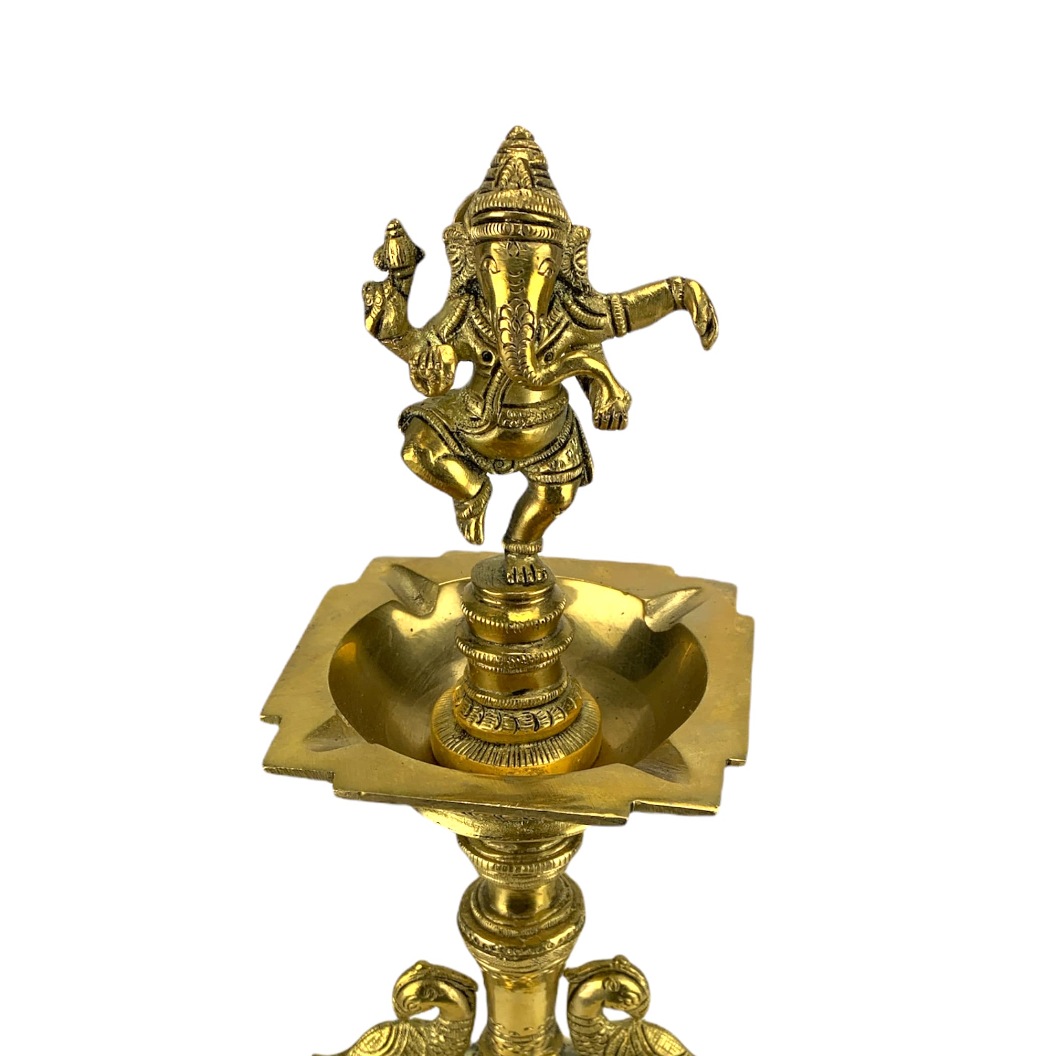 Ganesha Brass Oil Tall Diya Samai Diwali Decor Lamp Altar