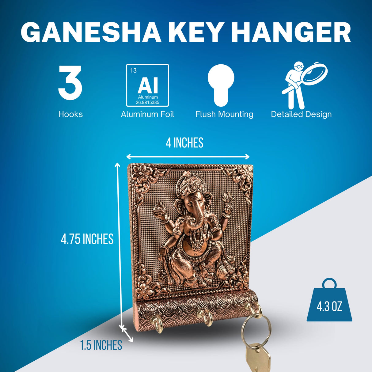 Lord ganesha key holder home decor hooks for wall hanging