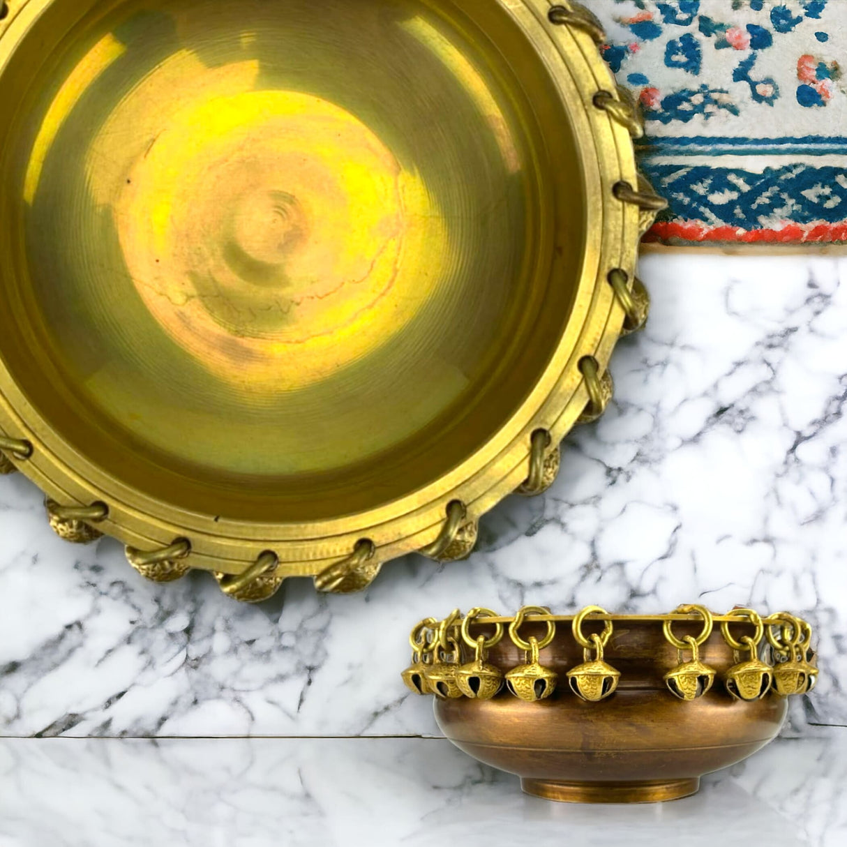 Ghungroo brass urli bowl center table decor showpiece