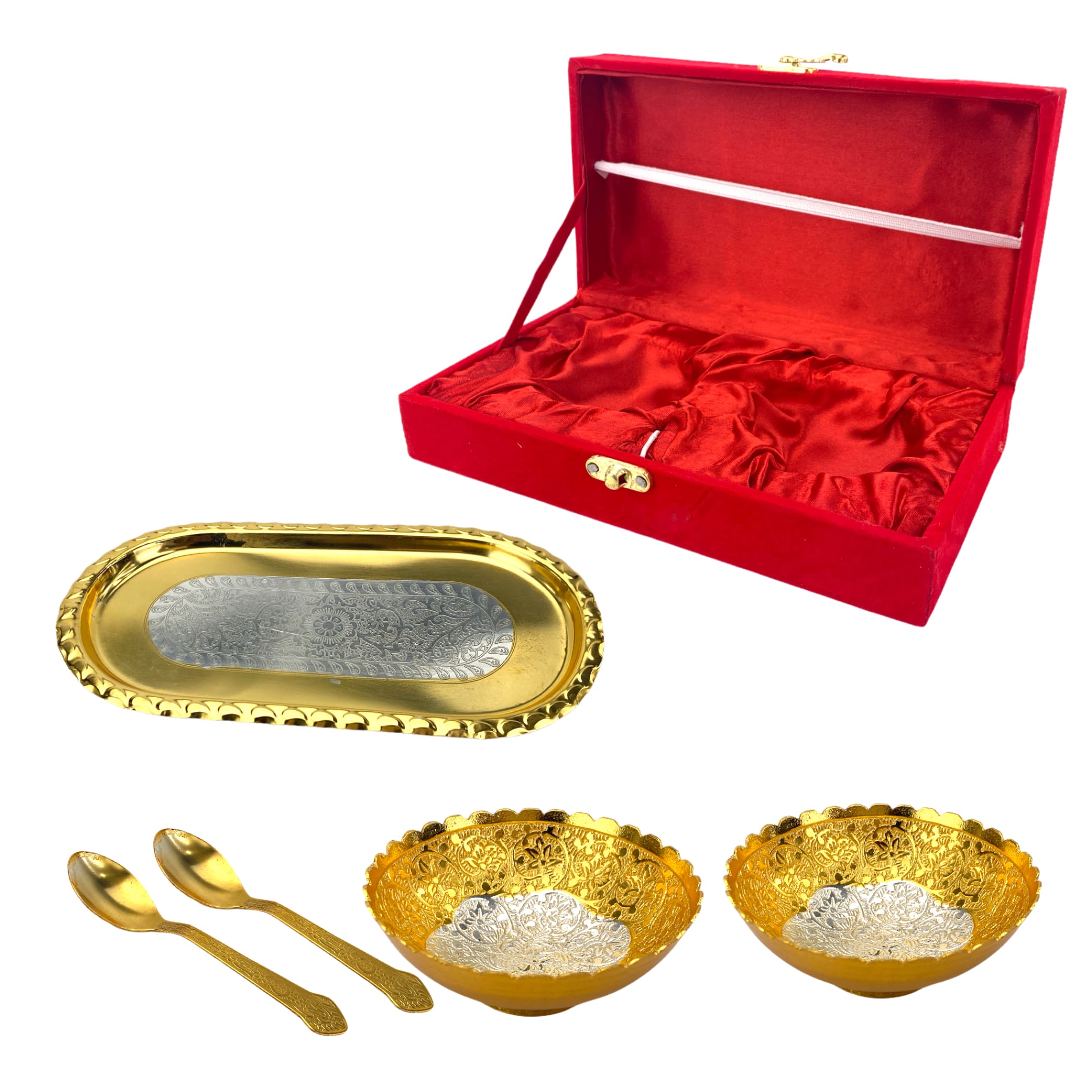 Gold silver plated bowl eid gift box mubarak ramadan islamic