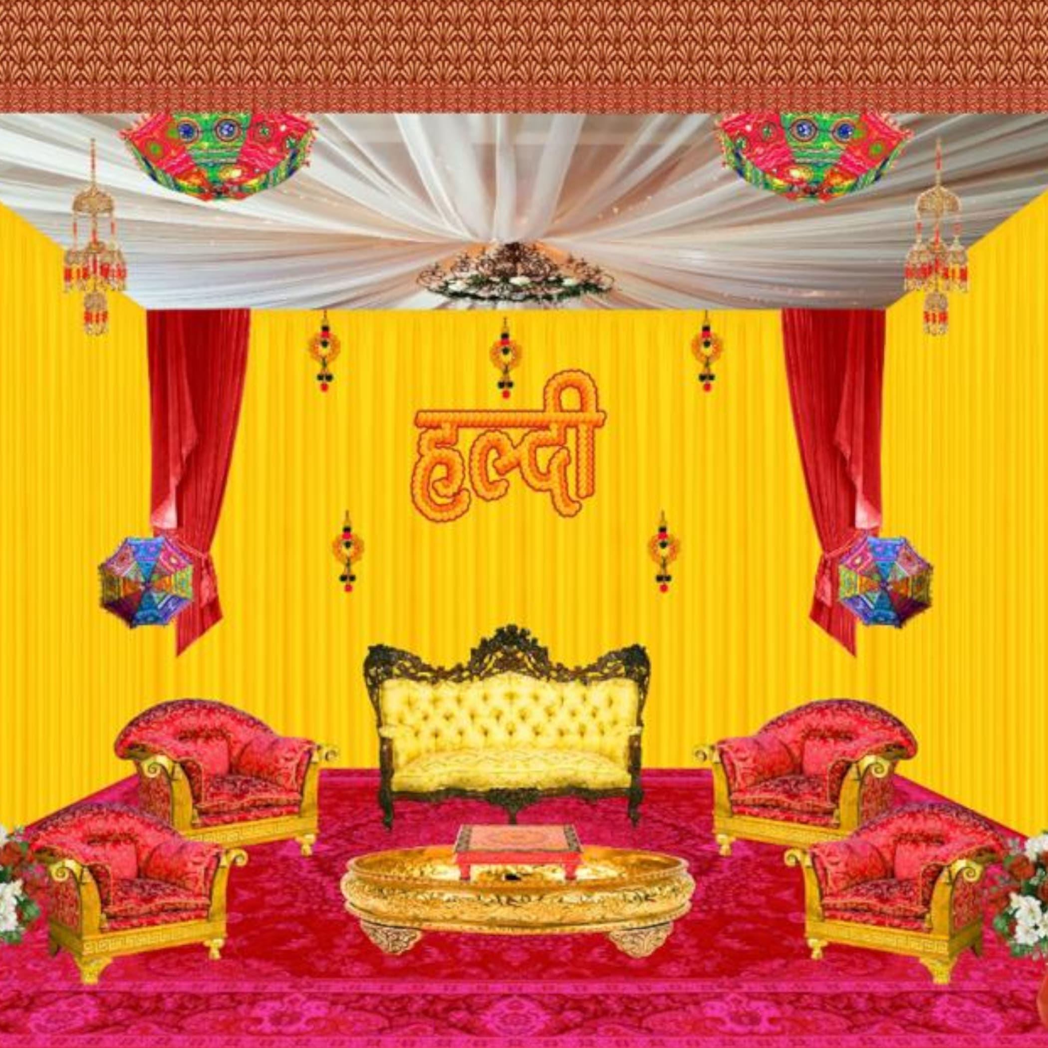 Haldi backdrop banner celebration decoration sign indian