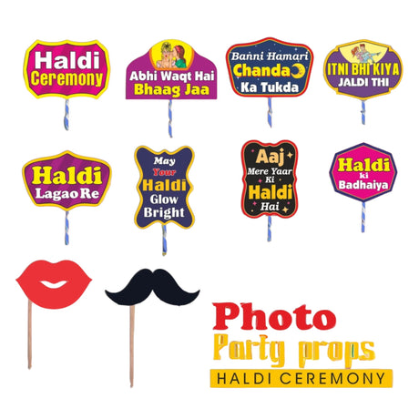 Haldi ceremony photo booth party props set of 7 pcs wedding
