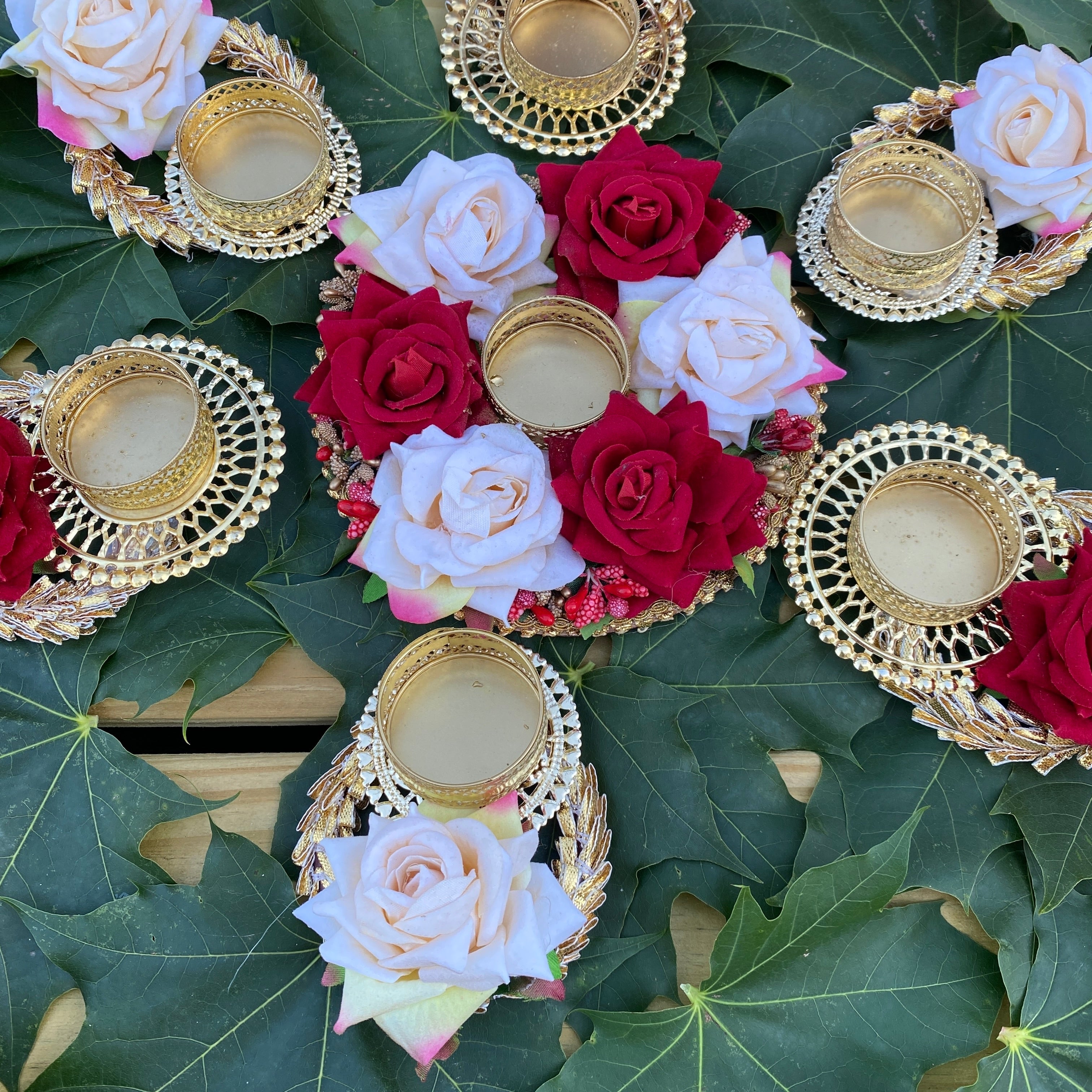 Handcrafted rose rangoli set decoration deepavali deewali