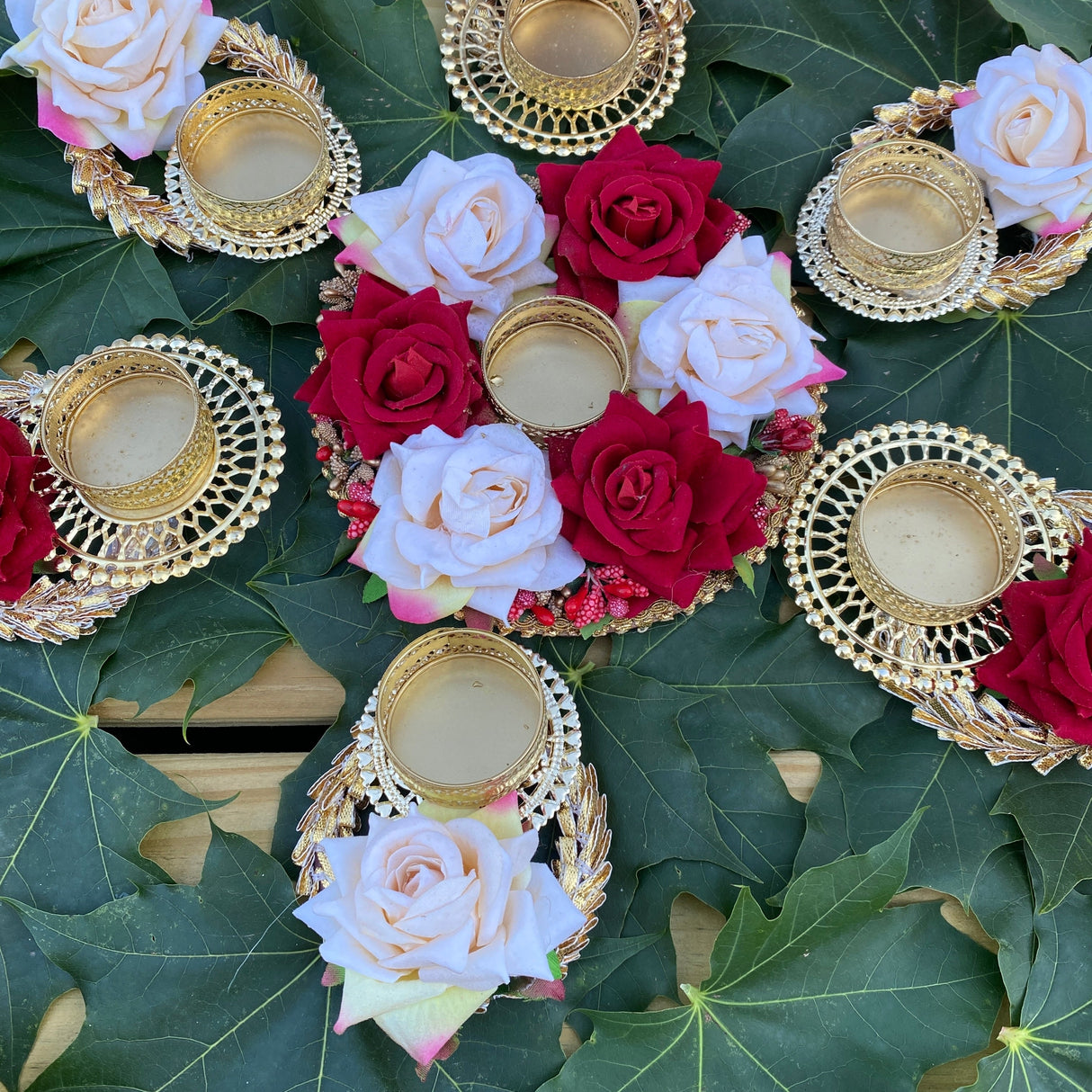 Handcrafted rose rangoli set decoration deepavali deewali