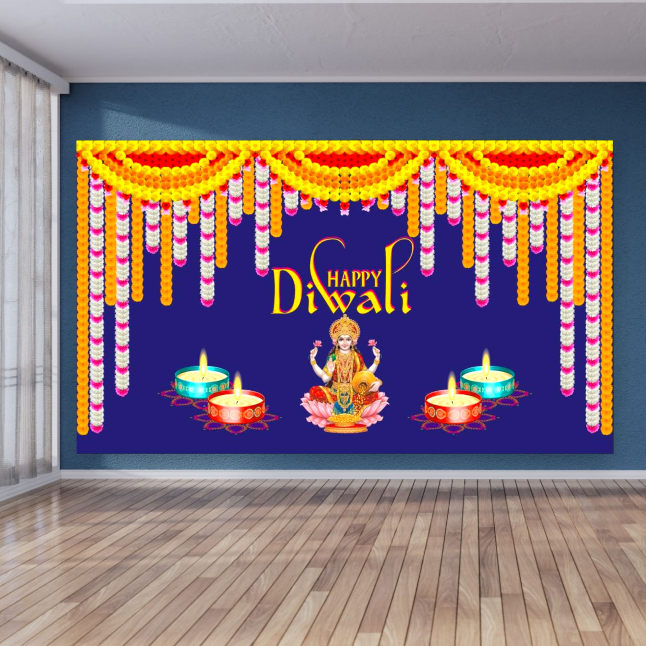 Happy Diwali Banner Decoration Decor Backdrop Cloth Indian