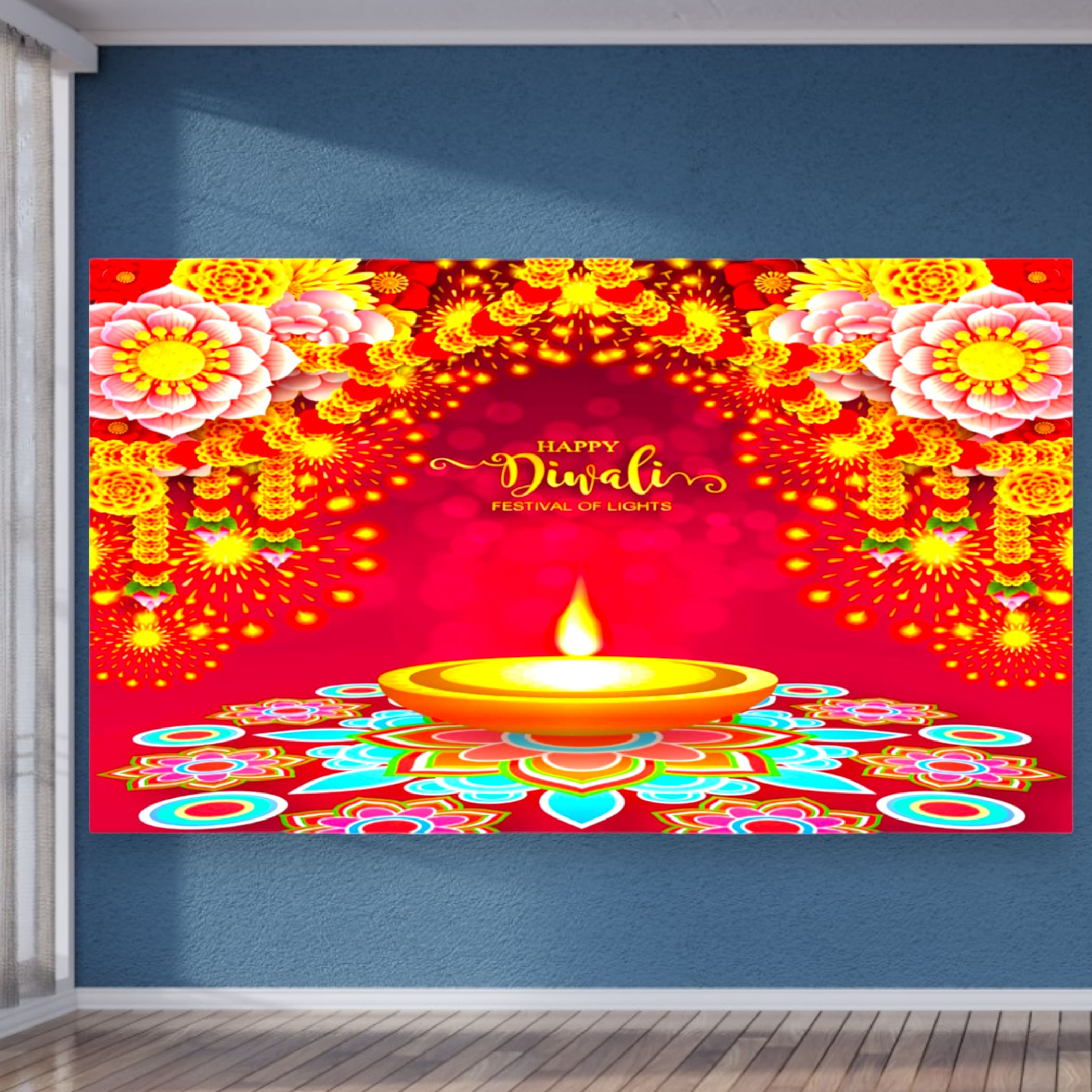 Happy Diwali Wall Decor Banner Decoration Cloth Backdrop