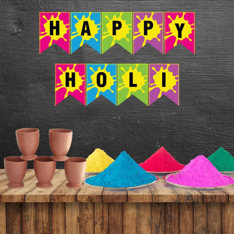 Happy holi banners festival of colors indian colorful