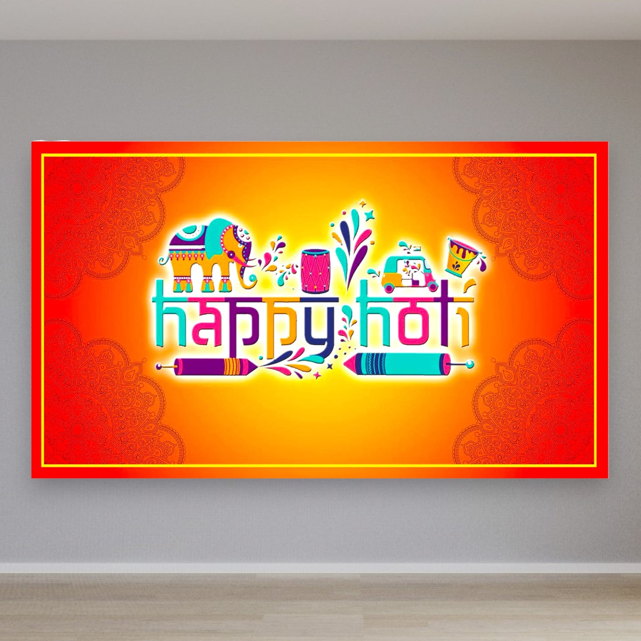 Happy holi backdrop cloth banner 5x8 feet indian hindu