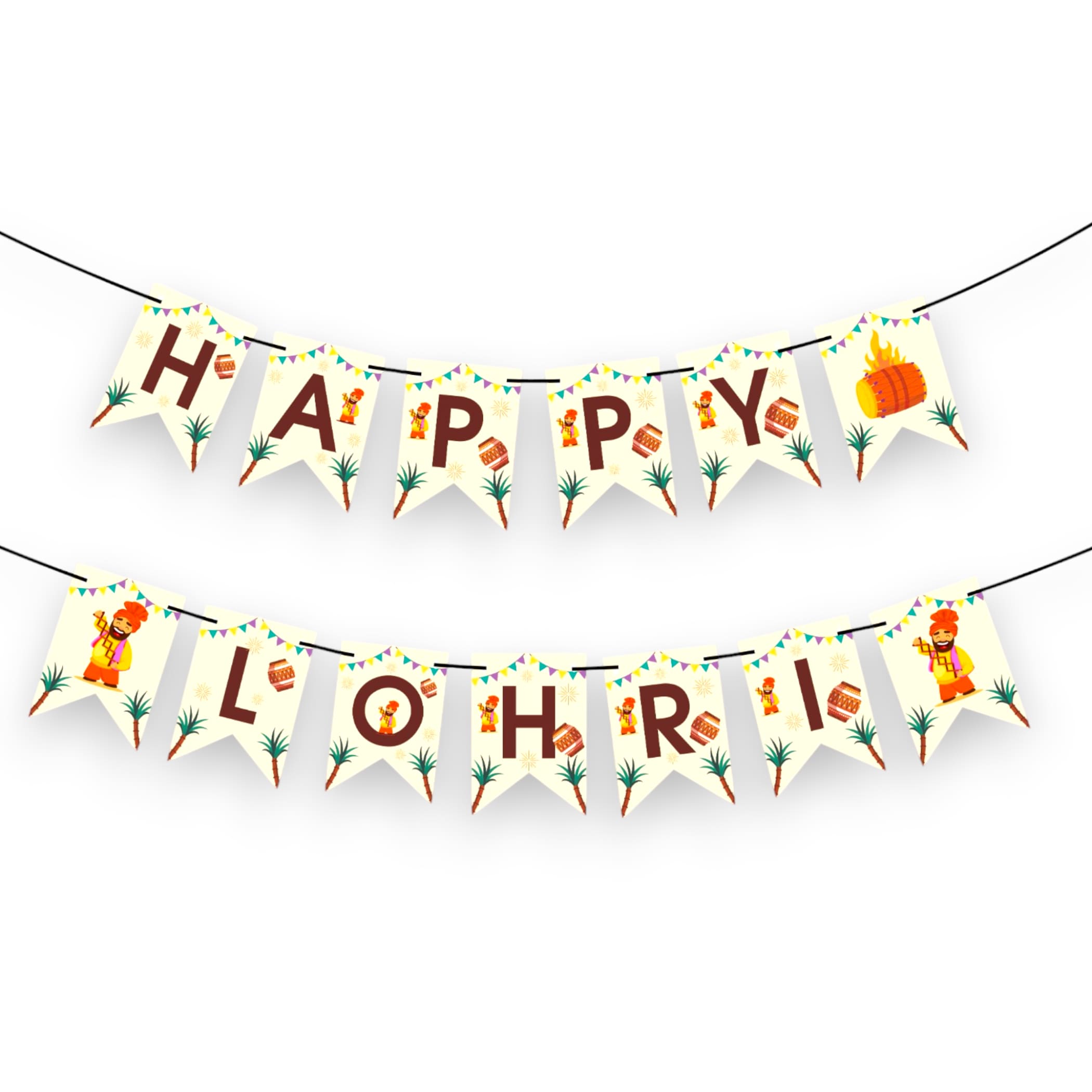Happy lohri banner bunting diy indian celebration