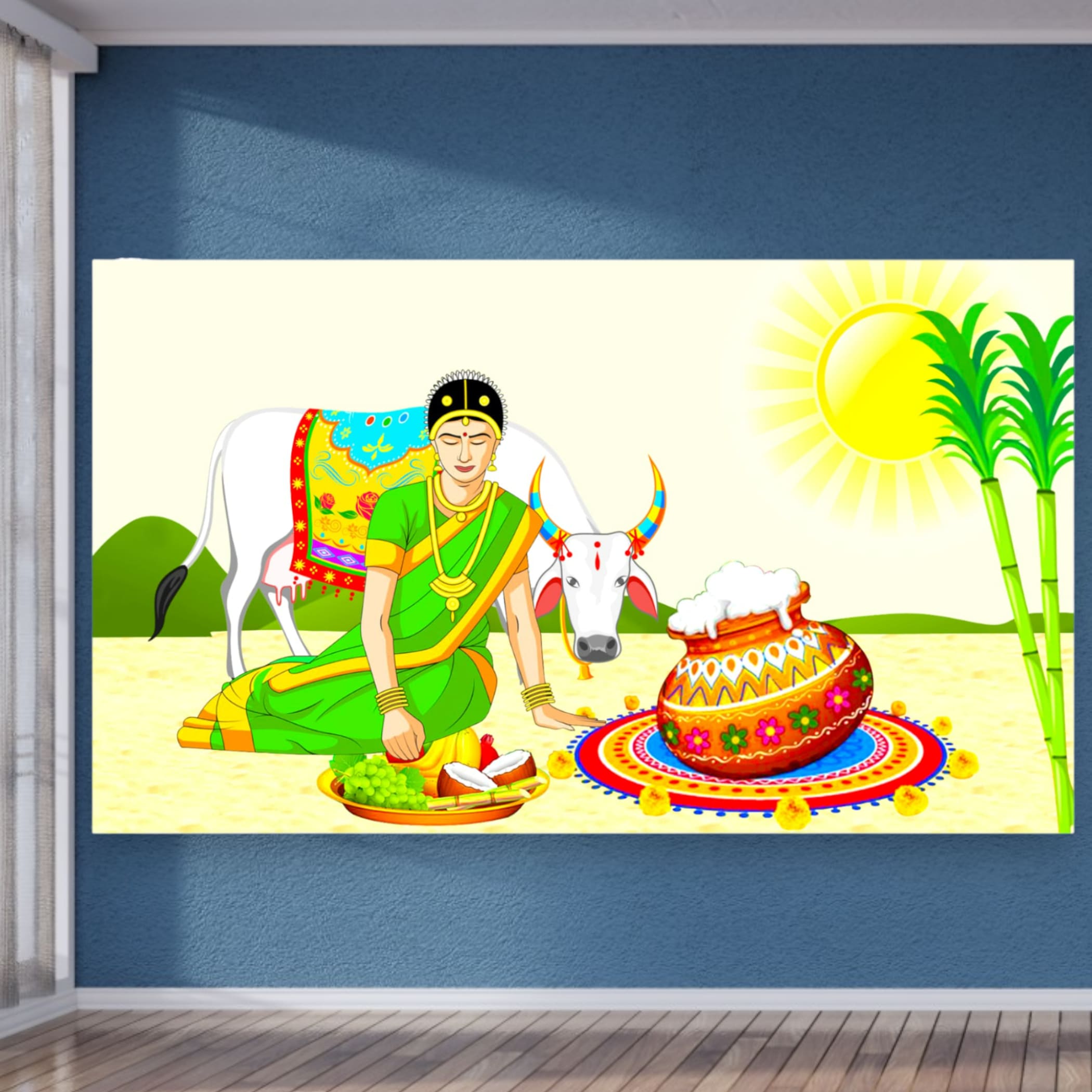 Happy Pongal Banner, Pongal Decoration, Pongal Decor, Cloth Backdrop, Pongal Celebration, Cloth Backdrop