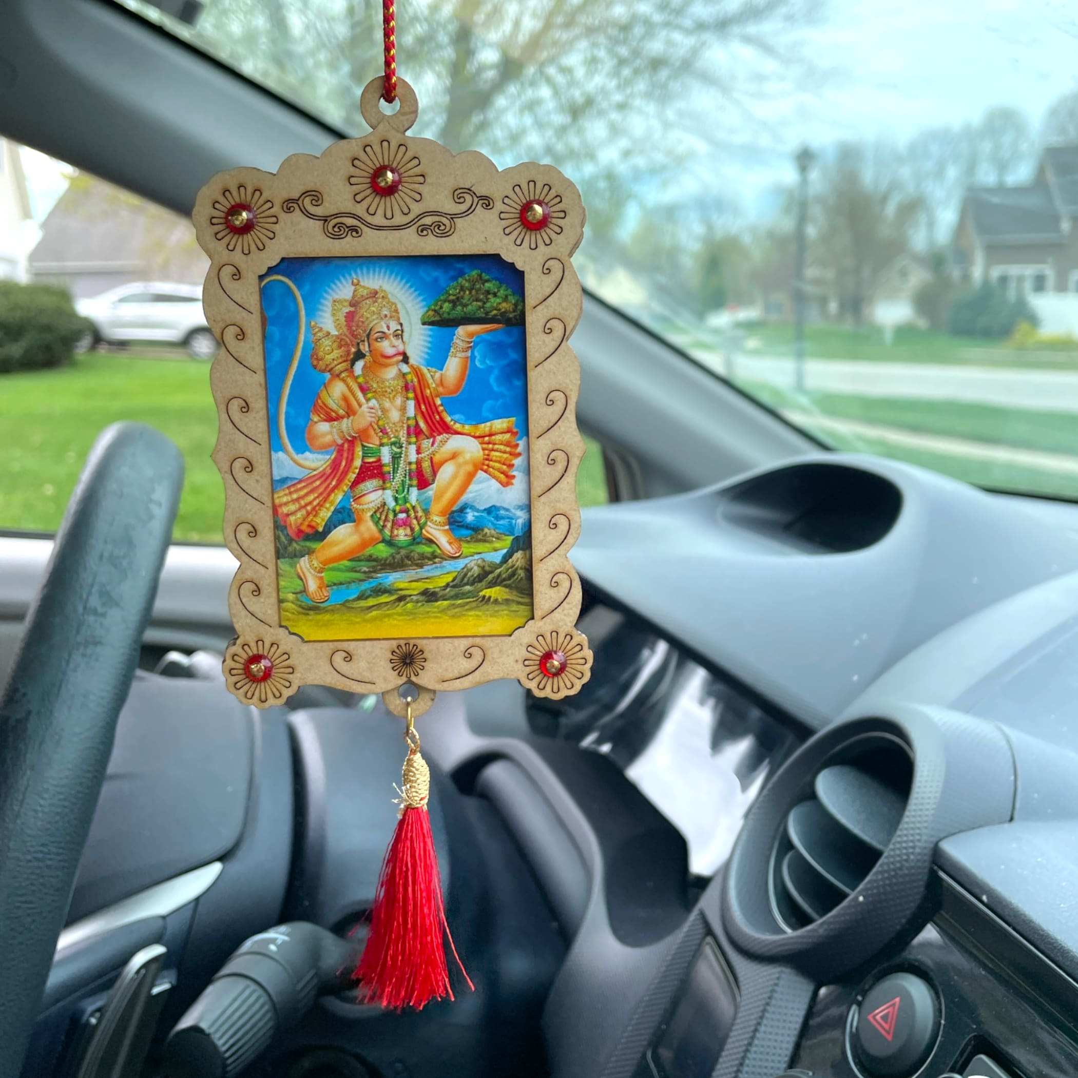 Hindu car hanger photo frame ganesha krishna hanuman om