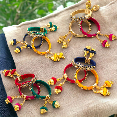 Silk thread bangles designer kundan bangle bracelet set