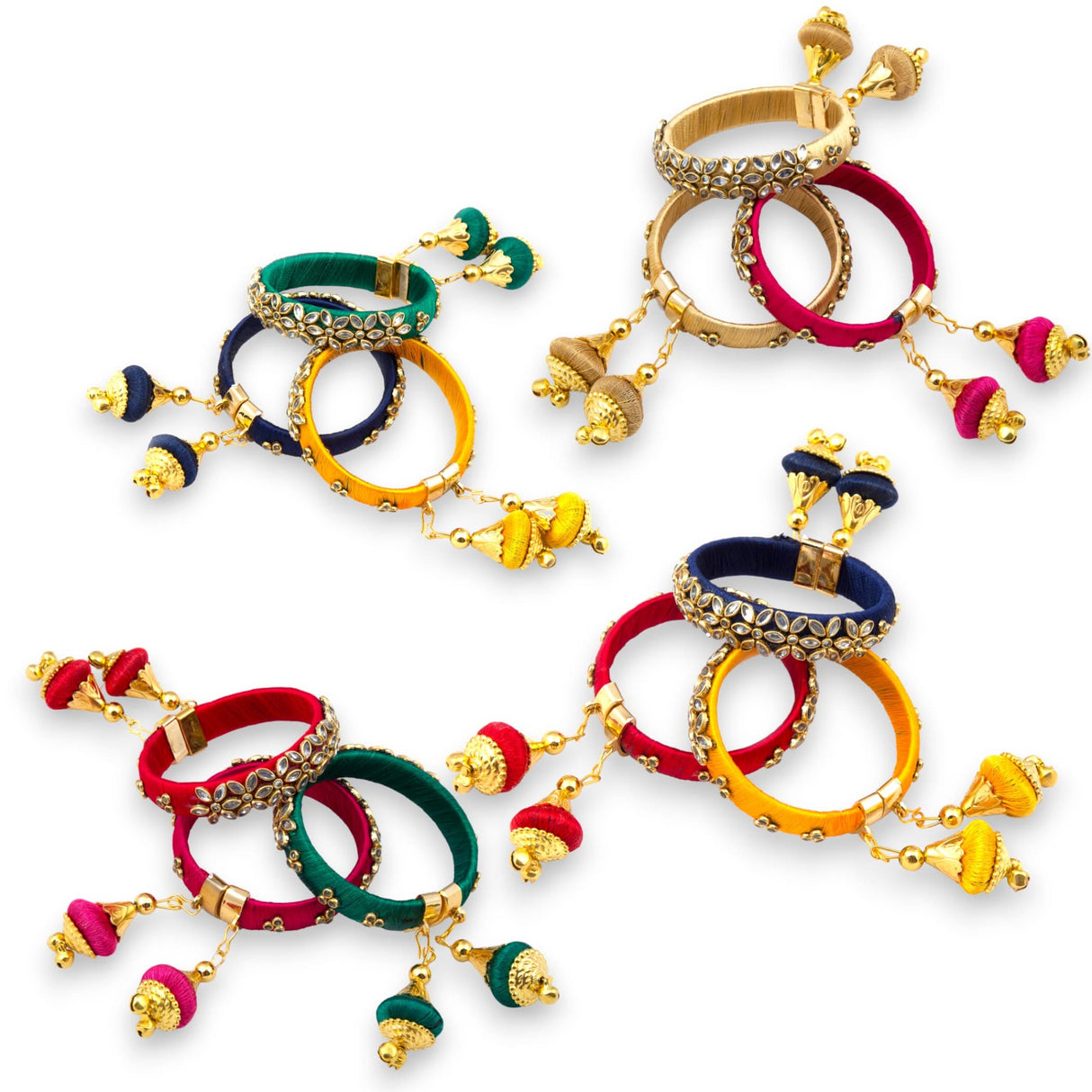 Silk thread bangles designer kundan bangle bracelet set