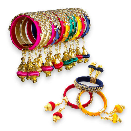 Silk thread bangles designer kundan bangle bracelet set