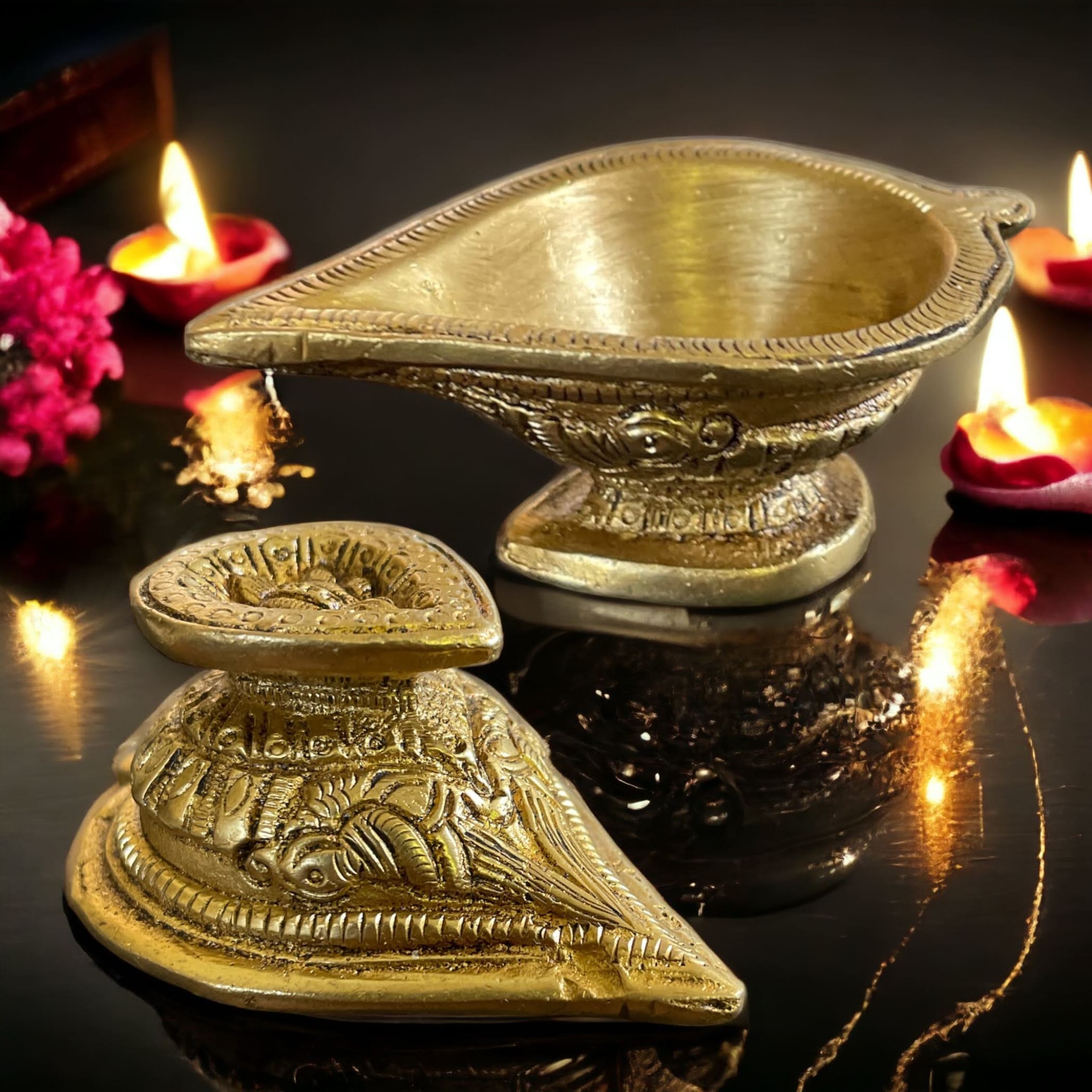 Indian handcrafted brass diya diwali gift lamp deewali decor