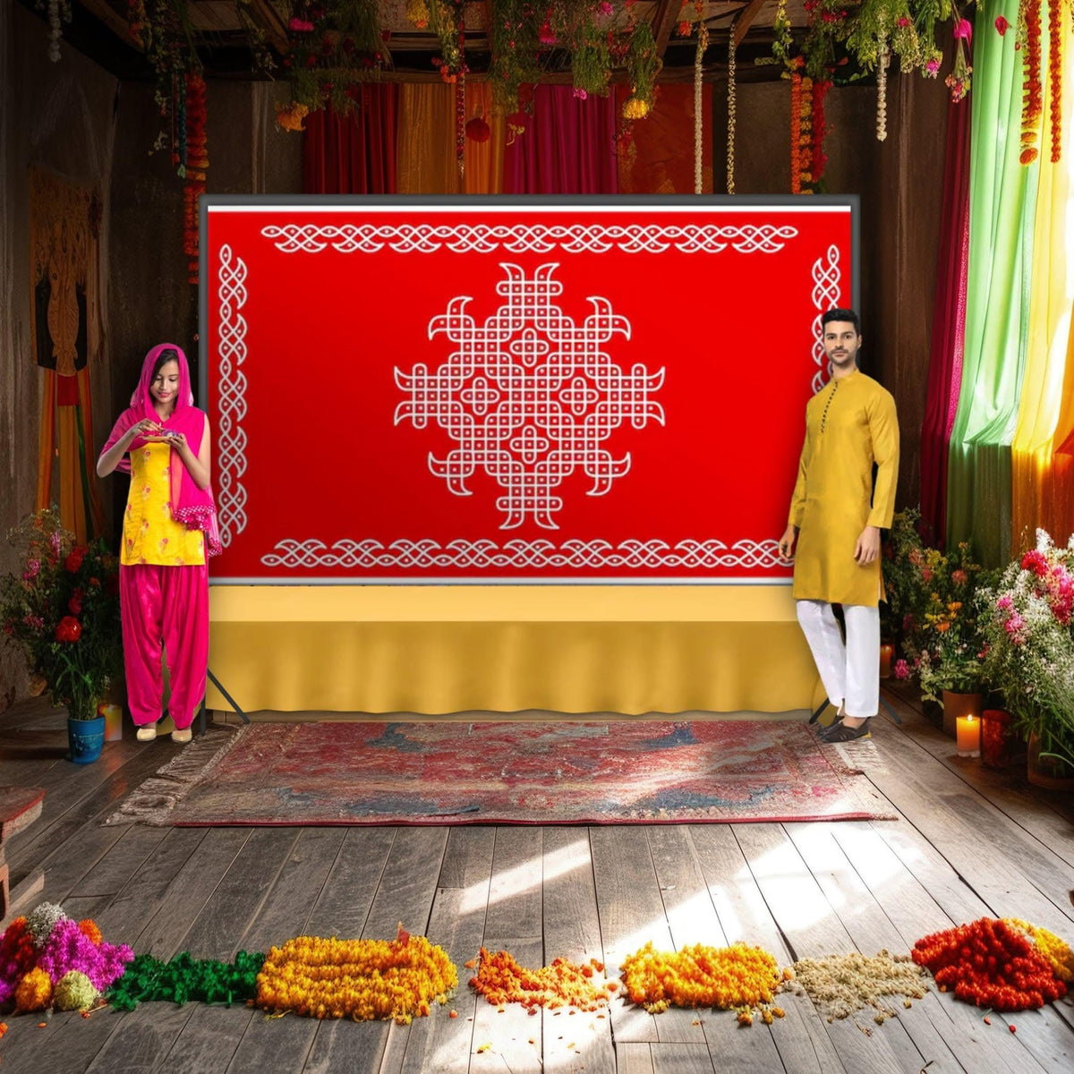 Cloth Rangoli Buy indian traditional kolam rangoli cloth backdrop photo decor banner ...