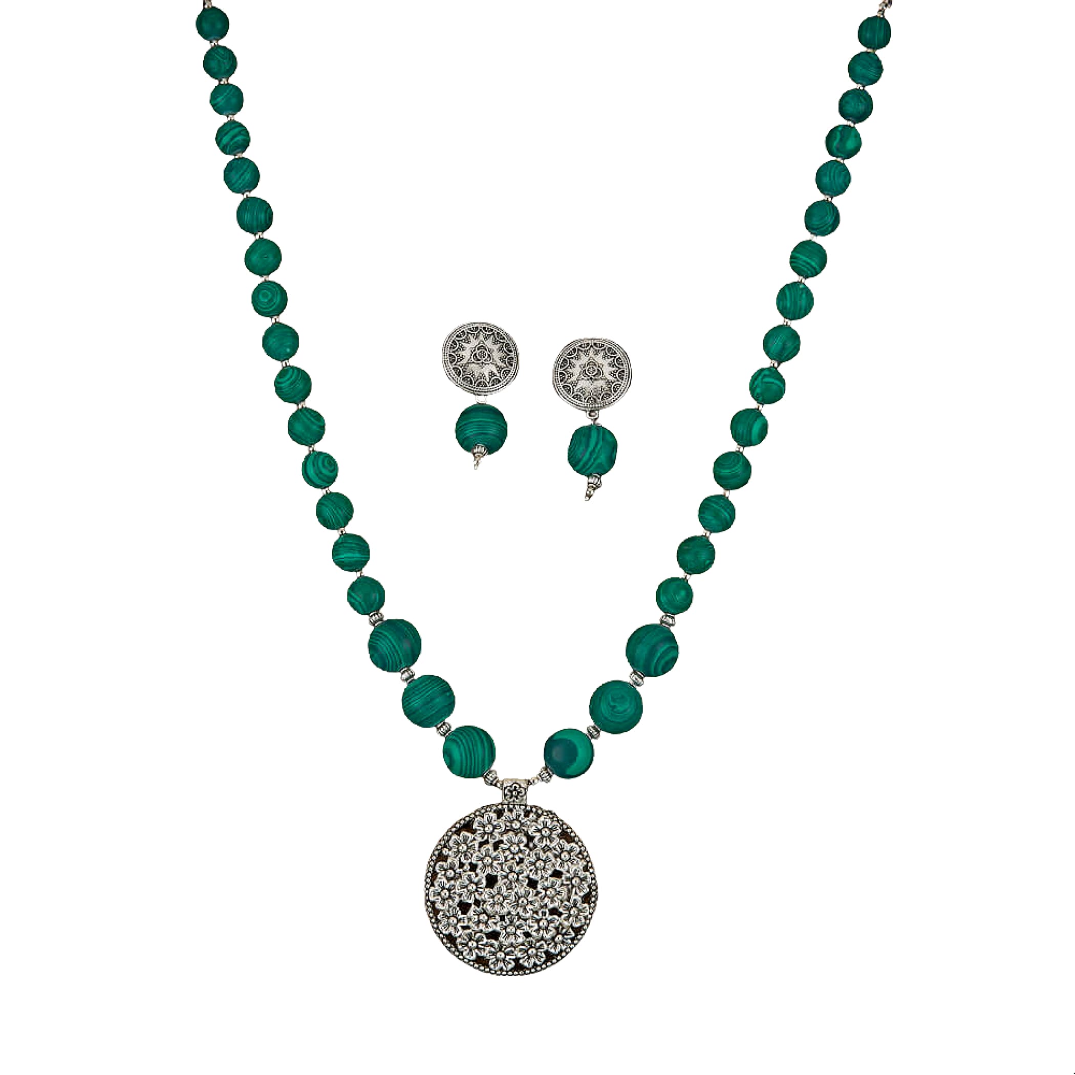 Indo Western Necklace Set Pendant With Oxidized Plating
