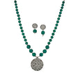 Indo-western necklace pendant set with oxidized plating