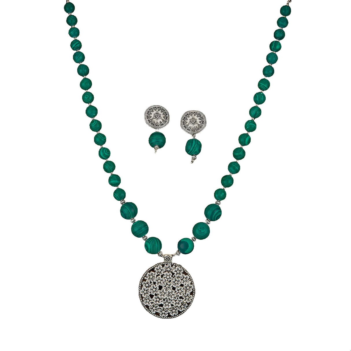 Indo - western necklace pendant set with oxidized plating