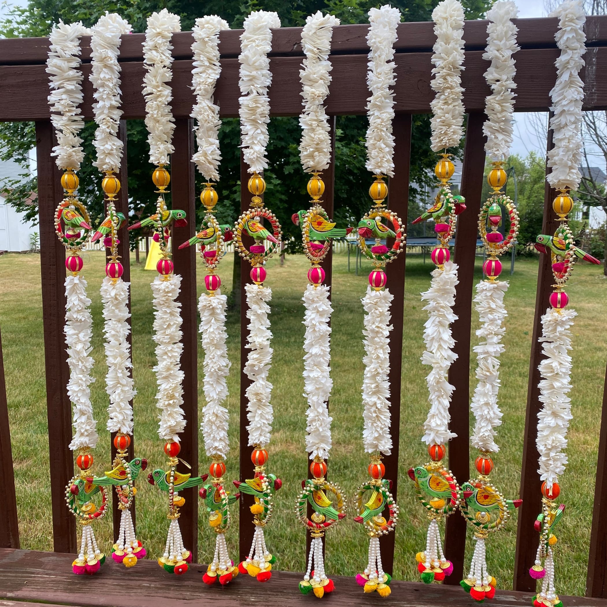 Jasmines parrot strings backdrop hanging artificial floral