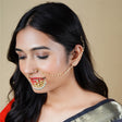 Kundan crystal nose ring with gold plating pearl hair chain