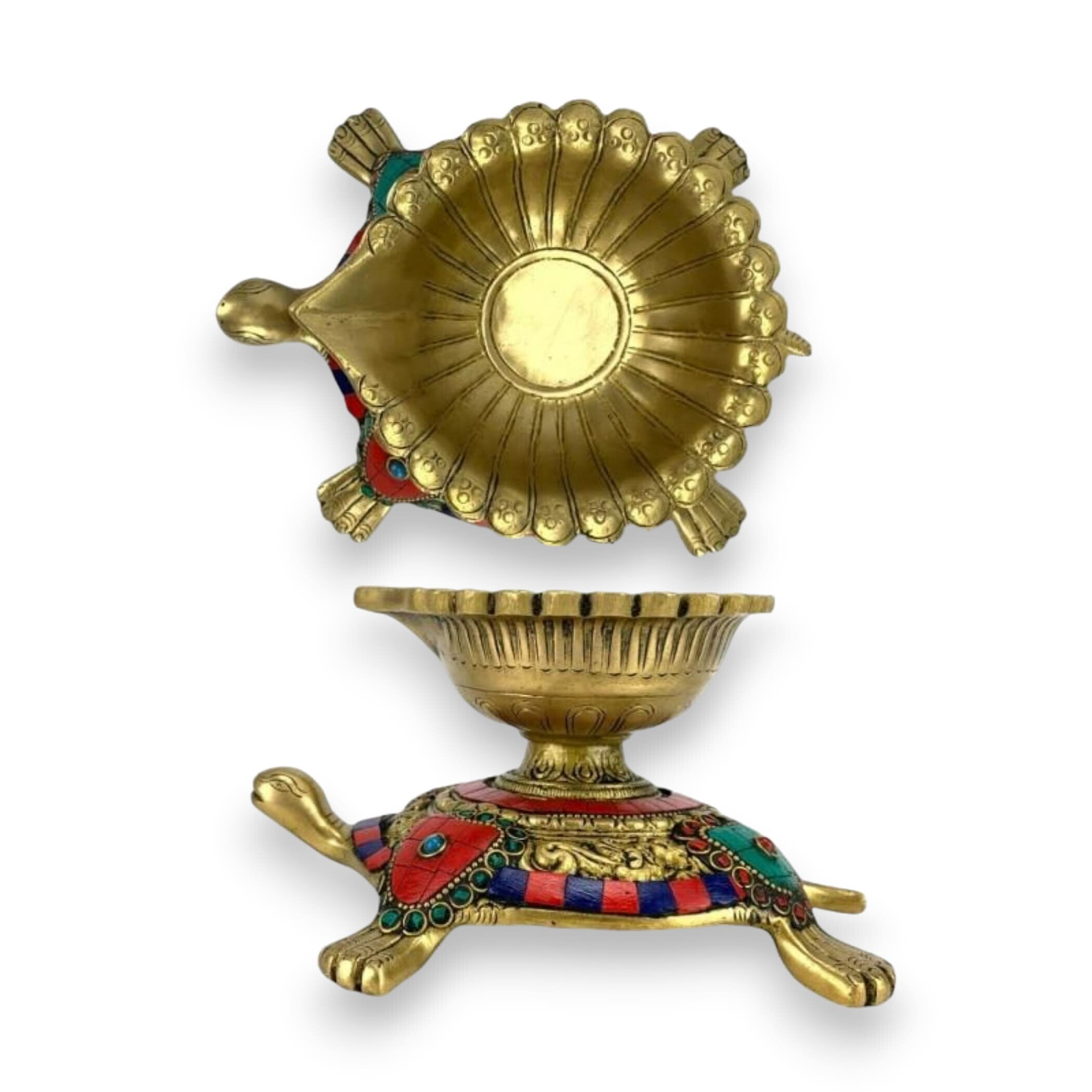 Large brass oil indian samai for animal lovers unique