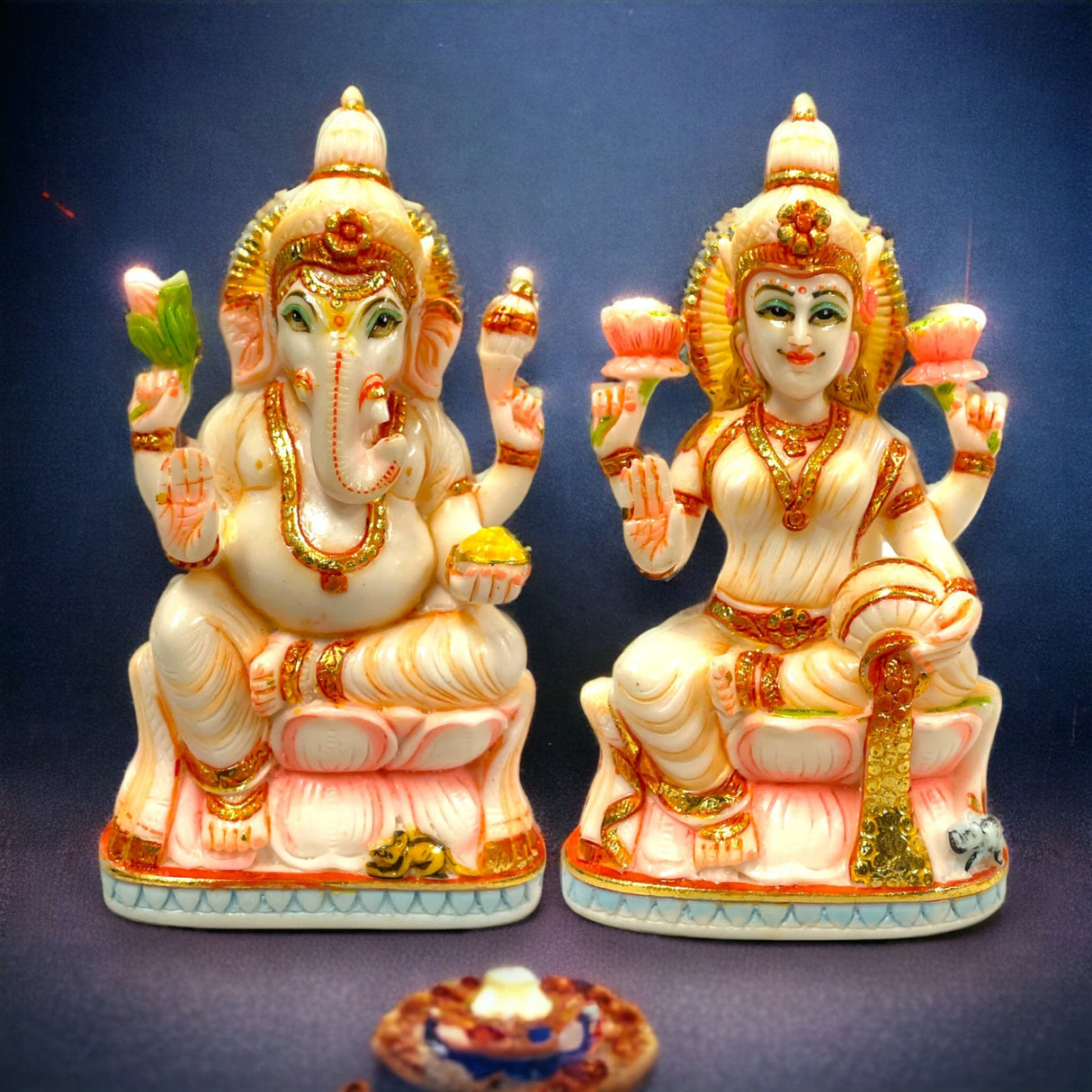 Laxmi and ganesha idol pair culture marble statue ganpati