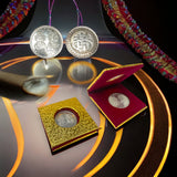 Laxmi ganesh silver plated coin with velvet gift packing