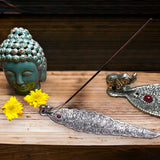 Leaf incense holder ganesha stick tray home - 8 inches