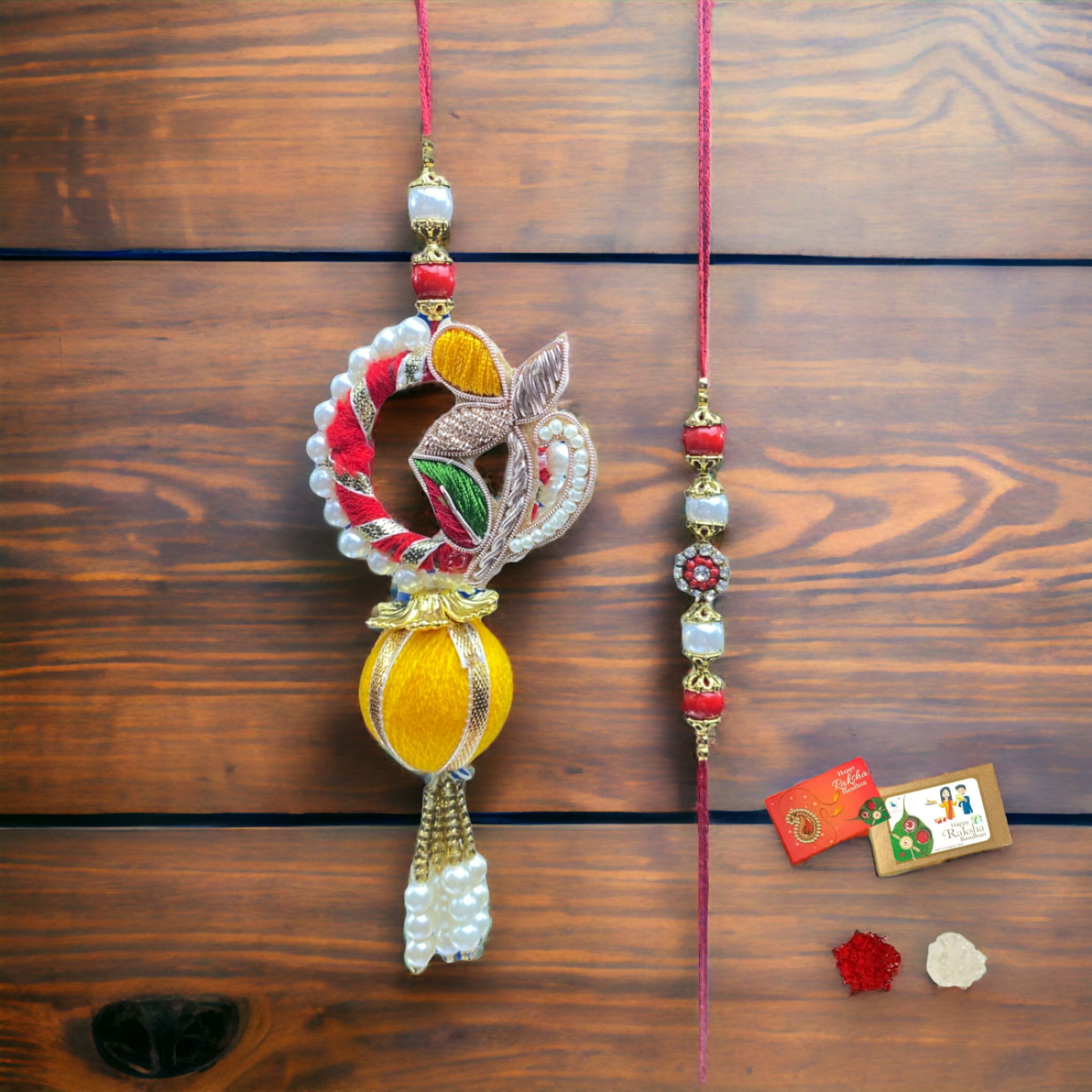Leaf lumba designer rakhi for brother gift hamper bhai