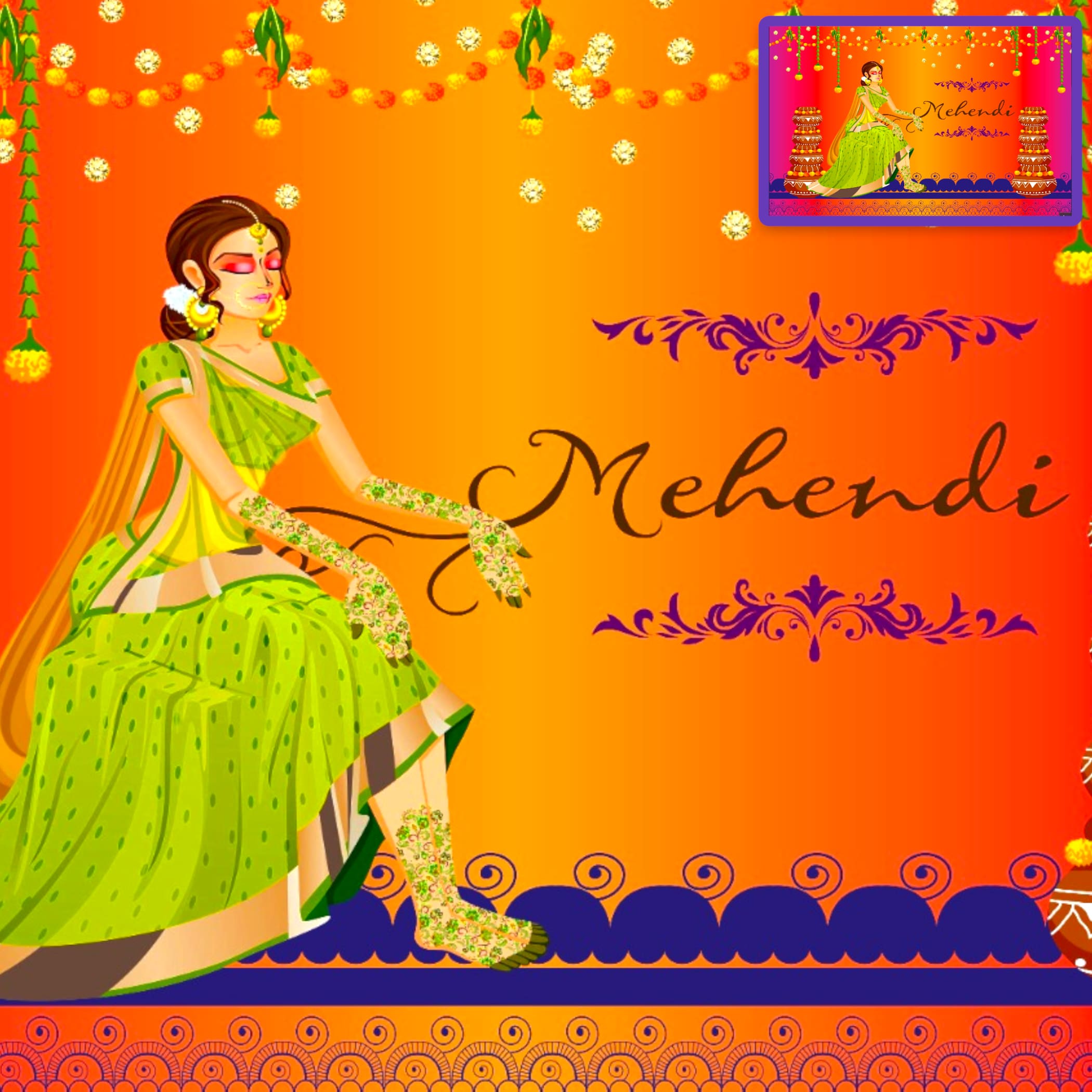 Mehendi ceremony backdrop banner celebration decoration sign