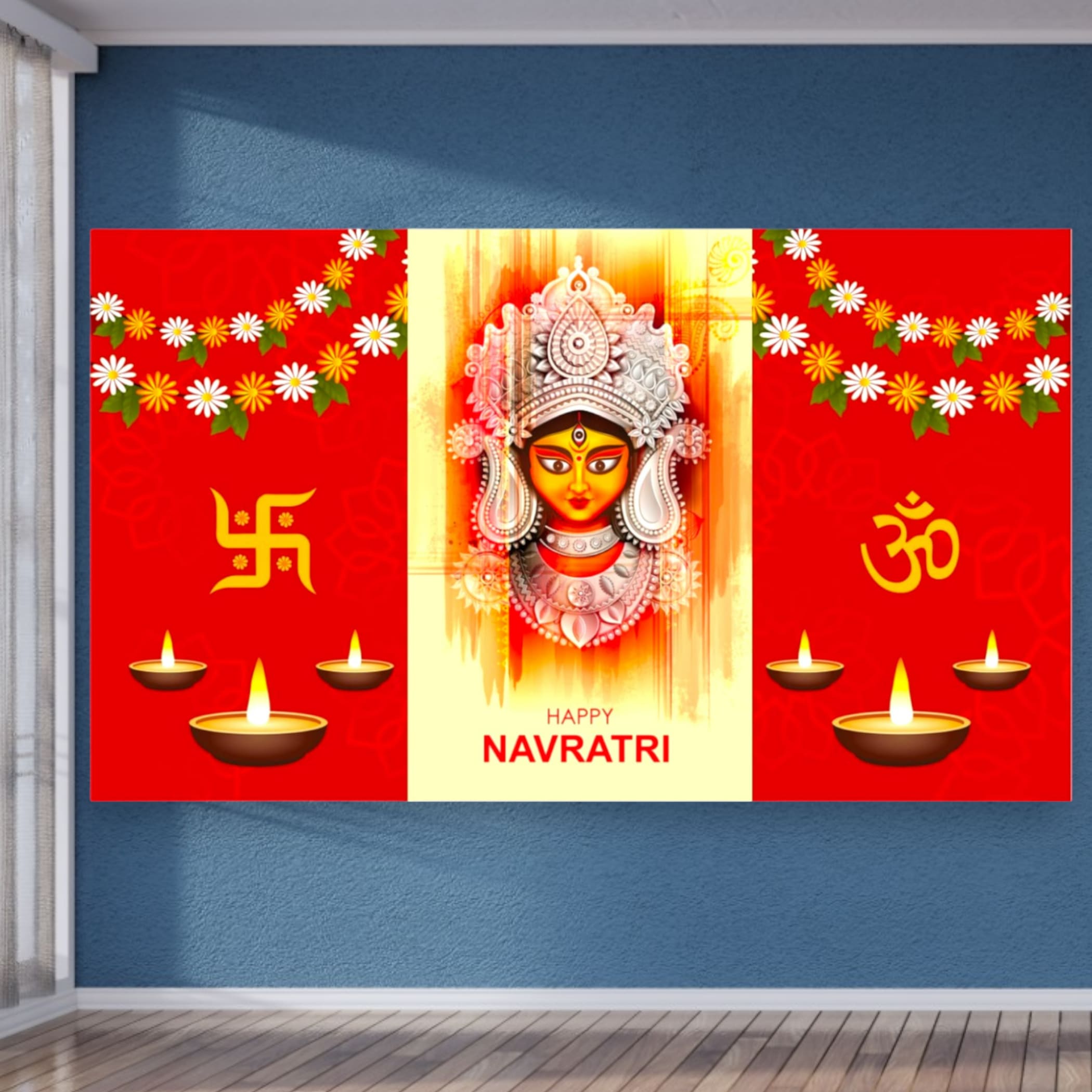 Navratri Decor Backdrop Happy Banner Pooja Cloth Indian